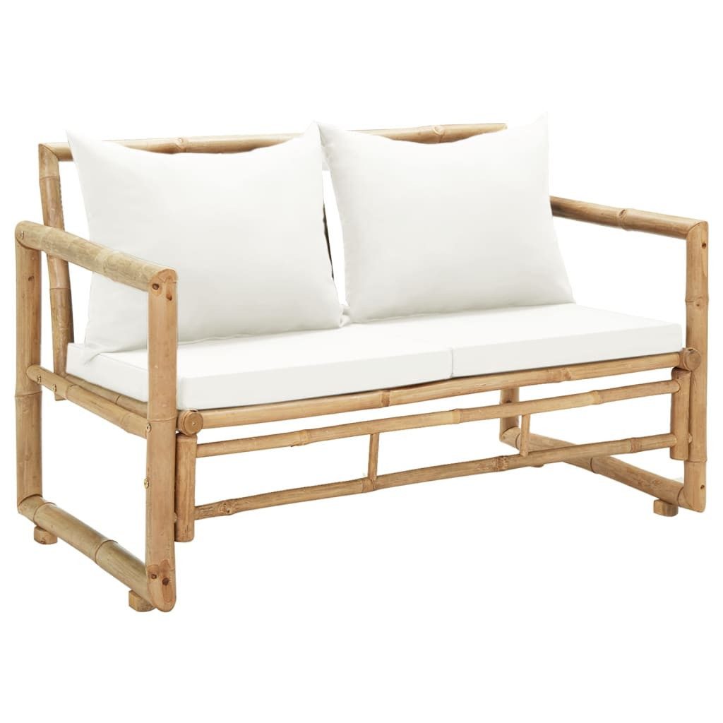 vidaXL Gartenbank 2-Sitzer Gartensofa mit Polstern Bambus (1-St)