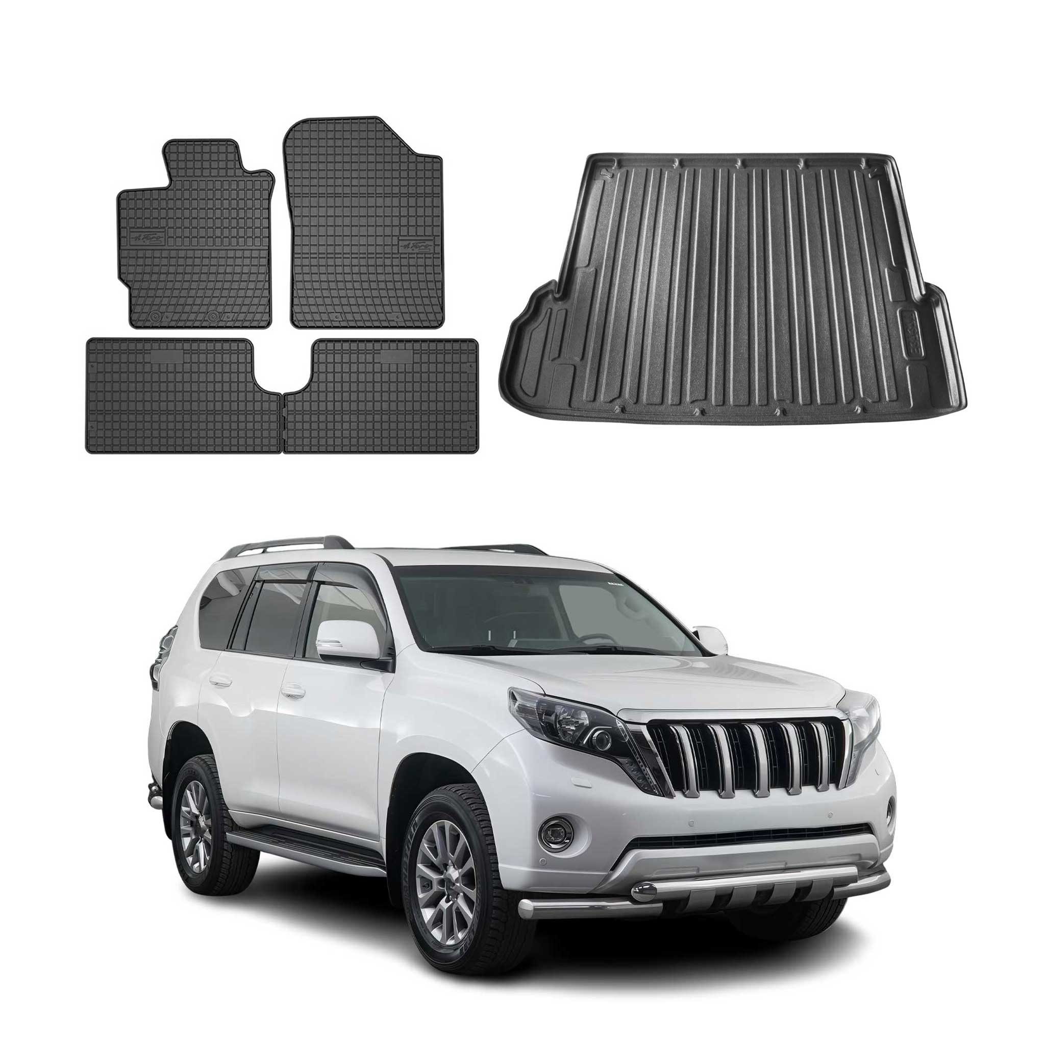 OMAC Auto-Fußmatten Fußmatten & Kofferraumwanne Toyota Land Cruiser Prado J150 2009-2023 (5 St), für Toyota Land Cruiser Prado J150 2009-2023 Toyota Land Cruiser Prado J150 2009-2023, Einfache Installation,Antirutsch,Leicht zu reinigen