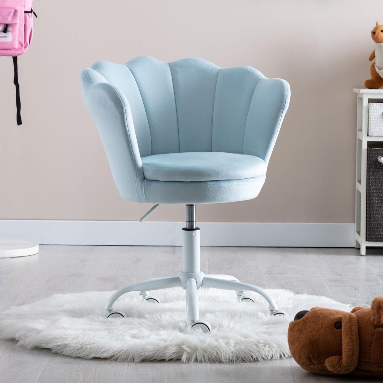 CHAIRUS Drehstuhl Höhenverstellbarer Samt-Drehstuhl mit Blütenblatt-Design für Kinder (1 St), Bürostuhl, Schreibtischstuhl, Polsterstuhl