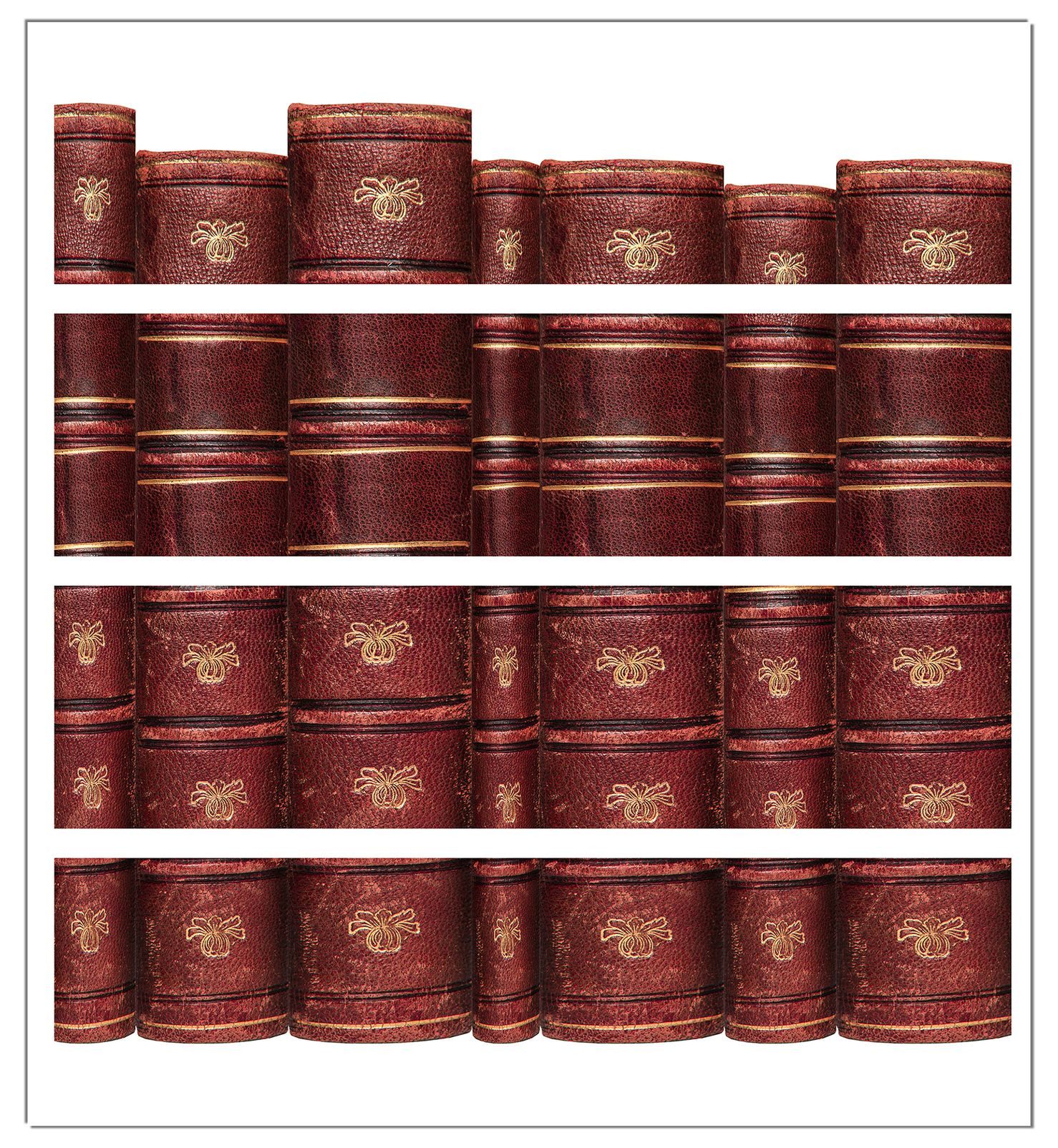 Wallario Möbelfolie Alte Bücher mit rotem Ledereinband
