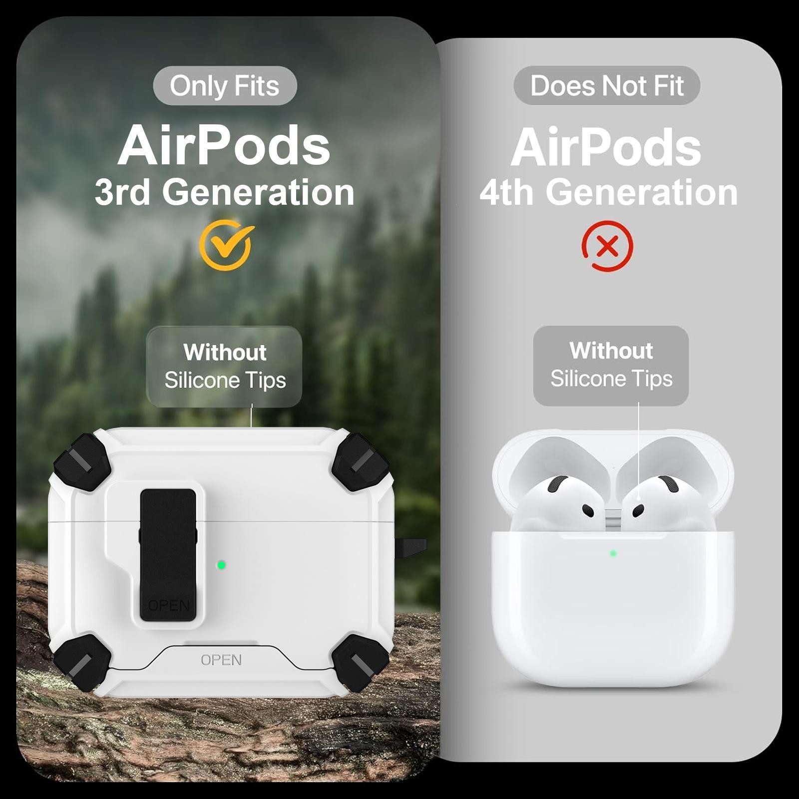 CoolGadget Kopfhörer-Schutzhülle für Apple AirPods 3 Kunststoff, Stoßfest Ständer Clip Karabiner MagSafe Case Schutz Cover