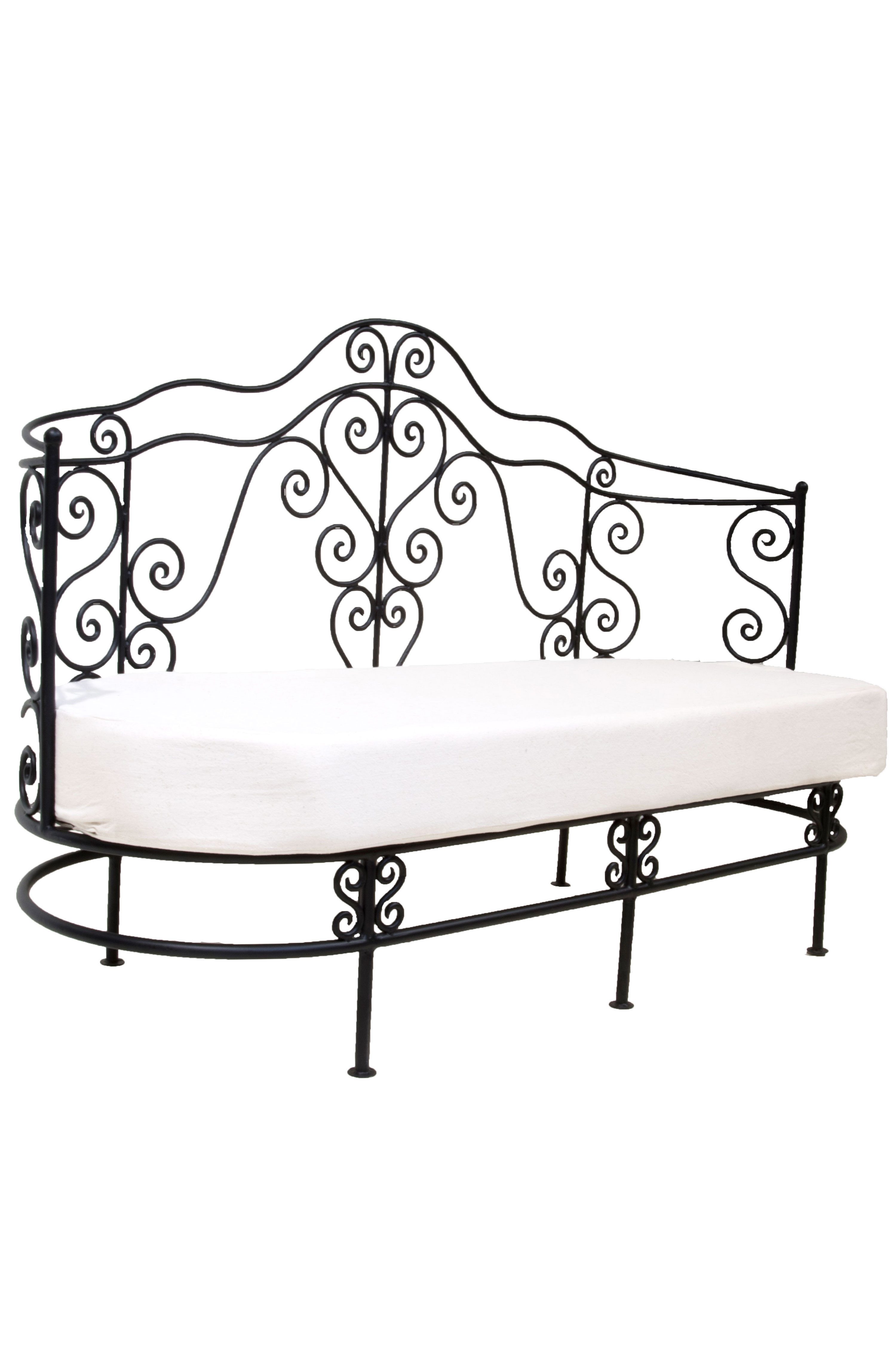 Marrakesch Orient & Mediterran Interior Gartensofa Marokkanisches Eisensofa Andalous - Weiß