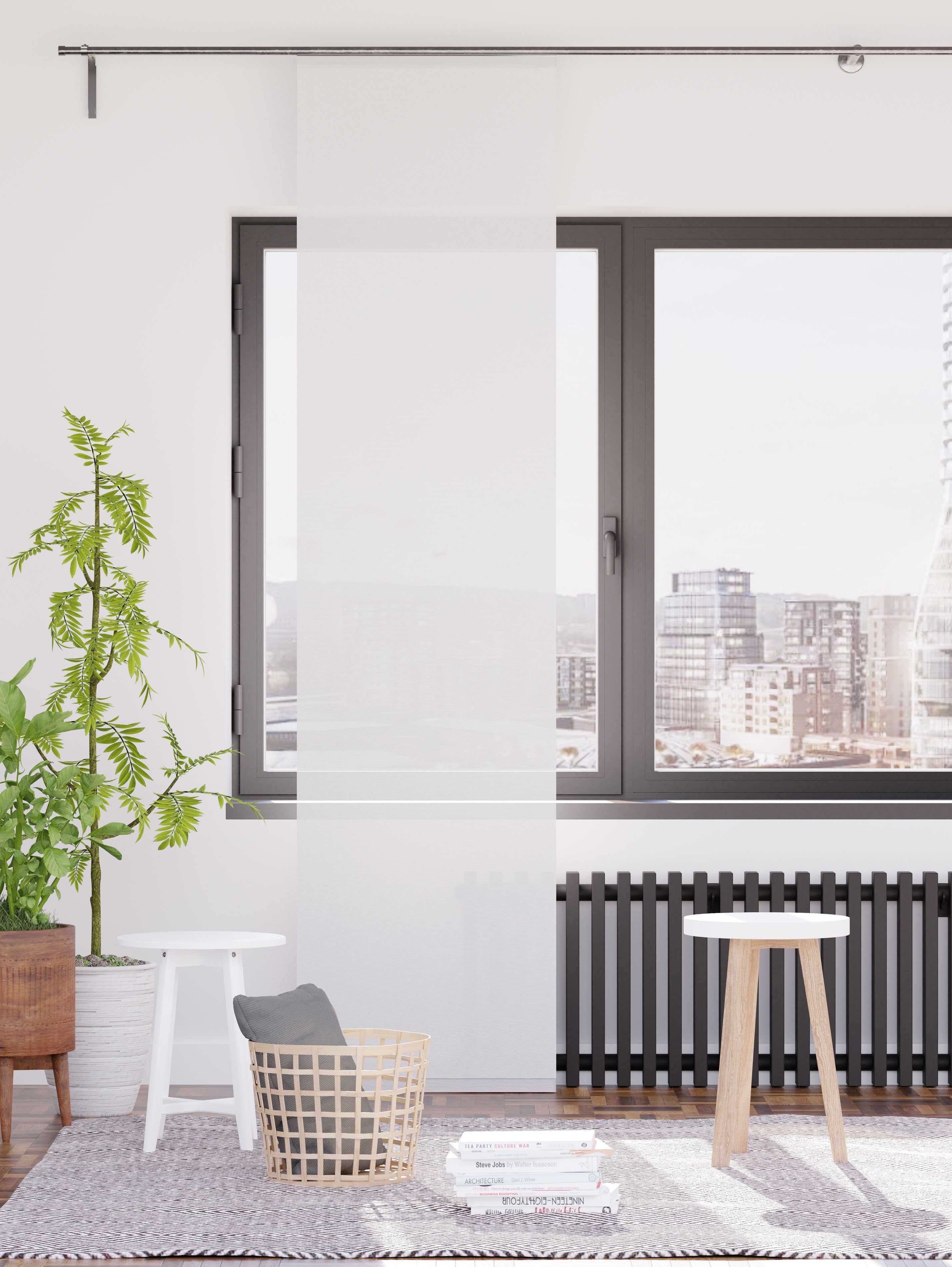 HOMING Schiebegardine Manhattan (1 St), Klettband, transparent, modern, Wohnzimmer, Schlafzimmer