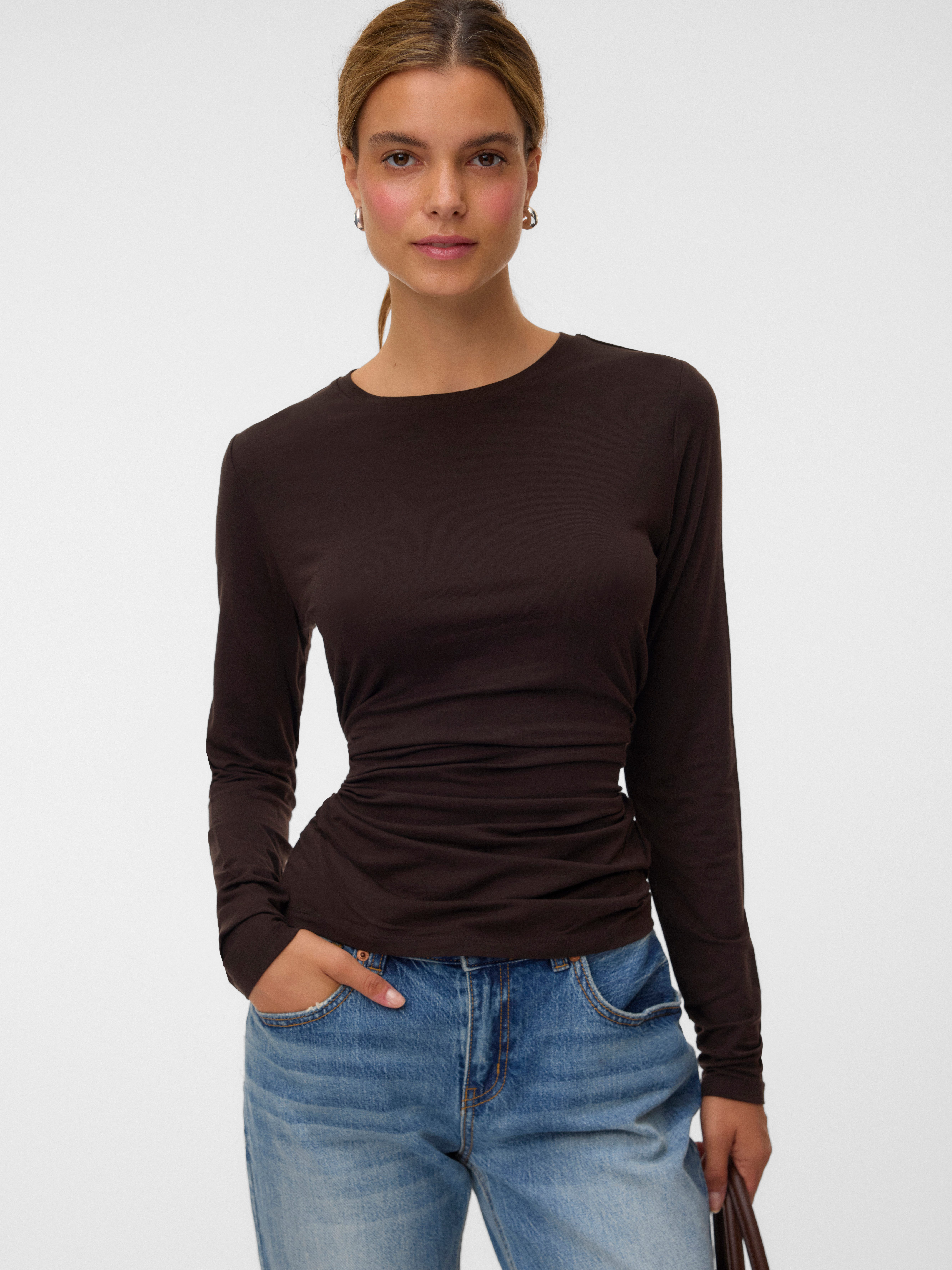 Vero Moda Langarmshirt VMAVA SARAH LS TOP JRS NOOS Materialmix, regular fit