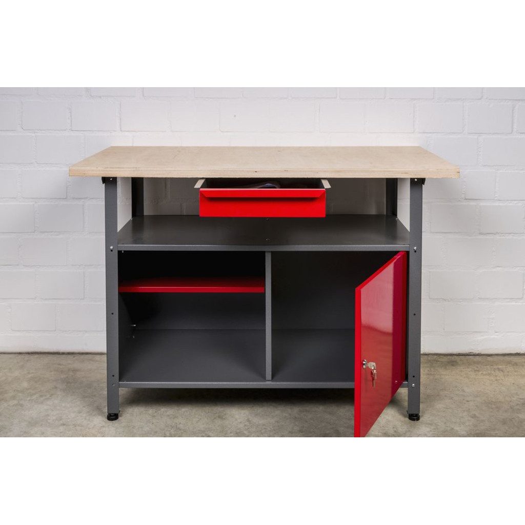 Kreher Werkbank 2er Set aus Metall mit 1 Tür in Rot, (2-tlg)