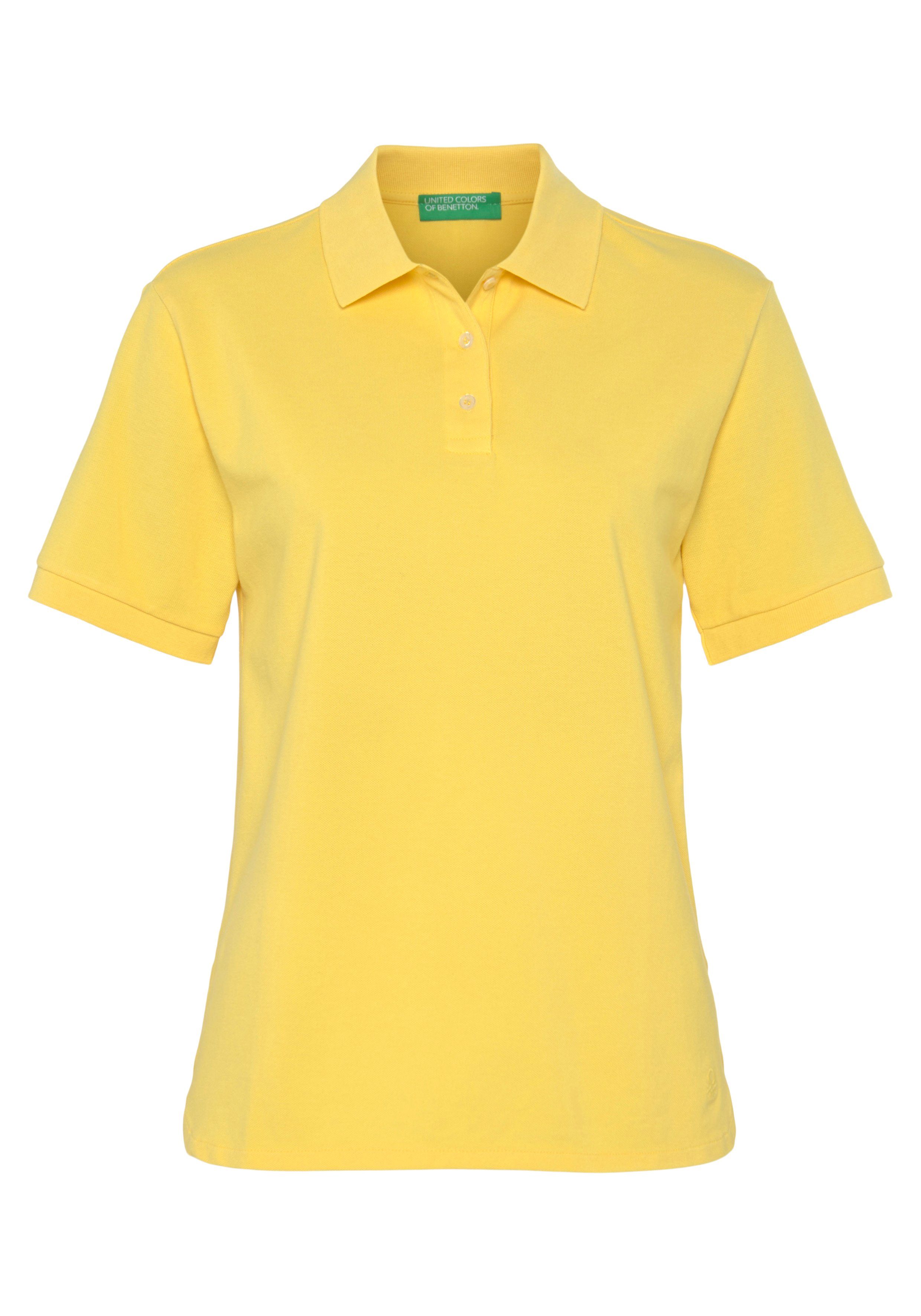 Benetton Knöpfen of Colors gelb Poloshirt perlmuttfarbenen United mit