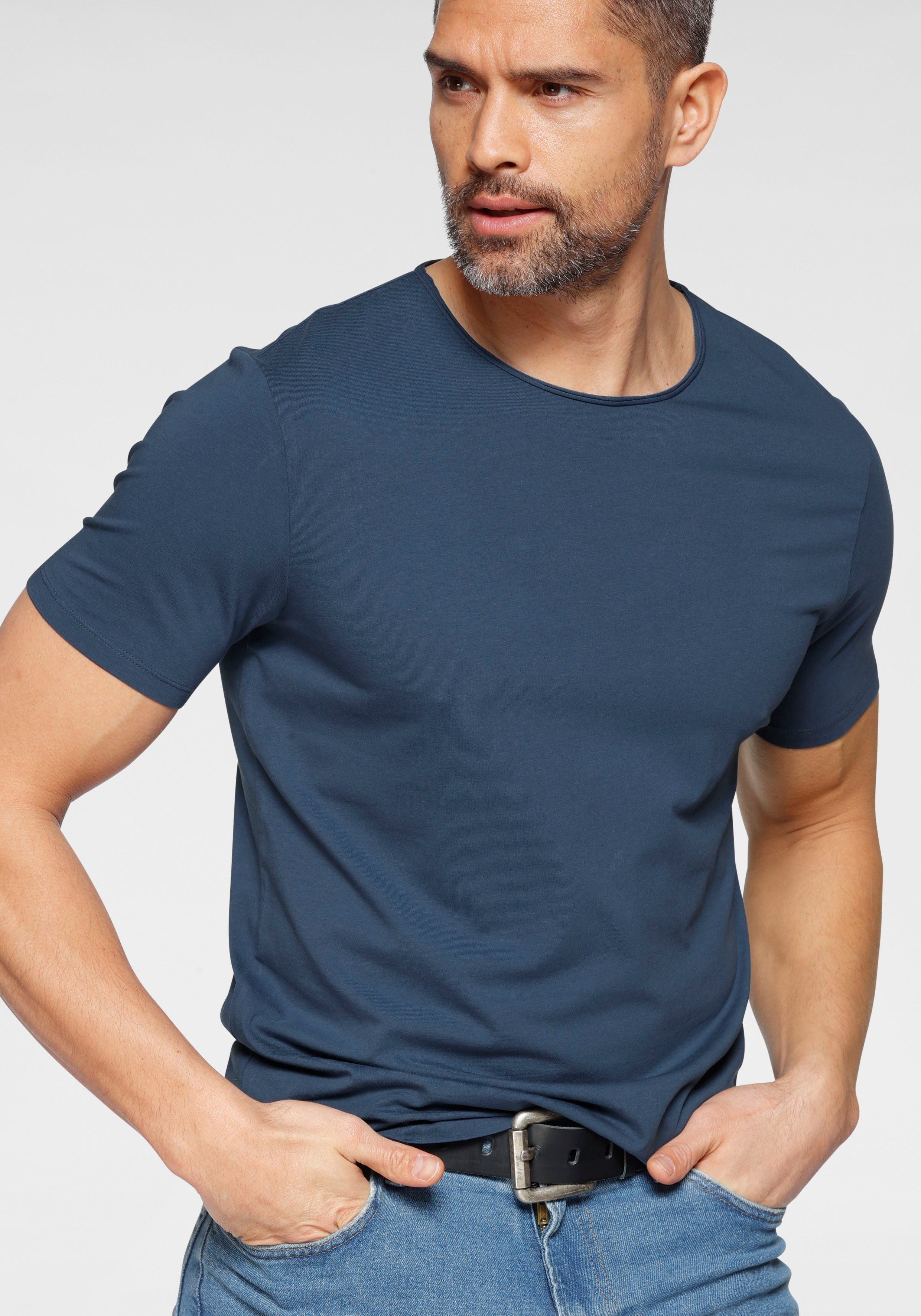 OLYMP T-Shirt Level Five indigo Jersey aus feinem fit body