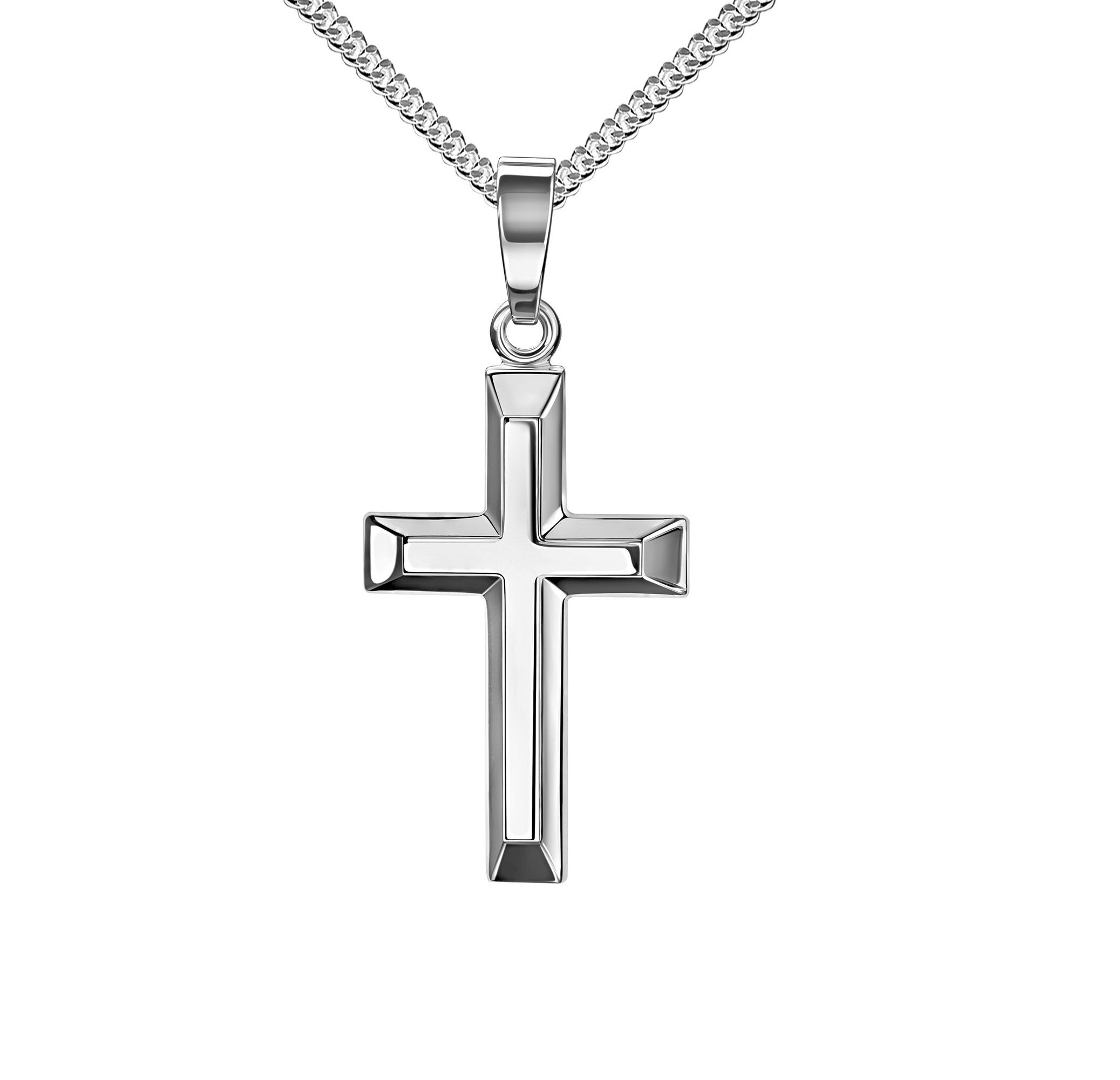 JEVELION Kreuzkette Kreuz Anhänger 925 Silber (Silberanhänger, für Damen  und Herren), Mit Silberkette 925 - Länge wählbar 36 - 70 cm.