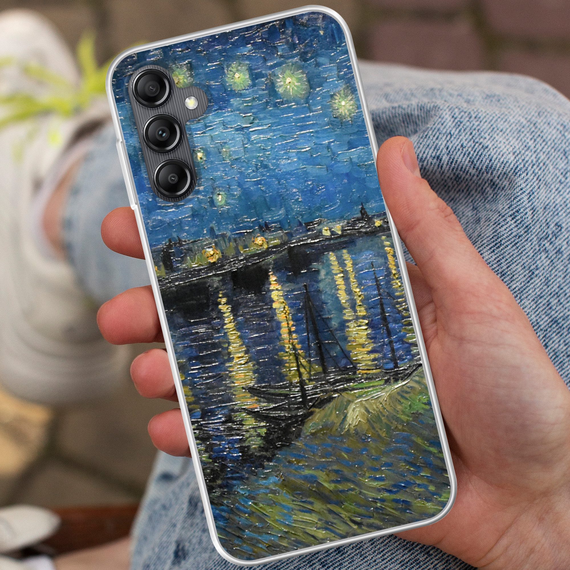MuchoWow Handyhülle für Samsung Galaxy A14 5G Sternennacht über der Rhone - Van Gogh - Kun, Smartphone-Bumper, Print, Handy Schutzhülle Dünn
