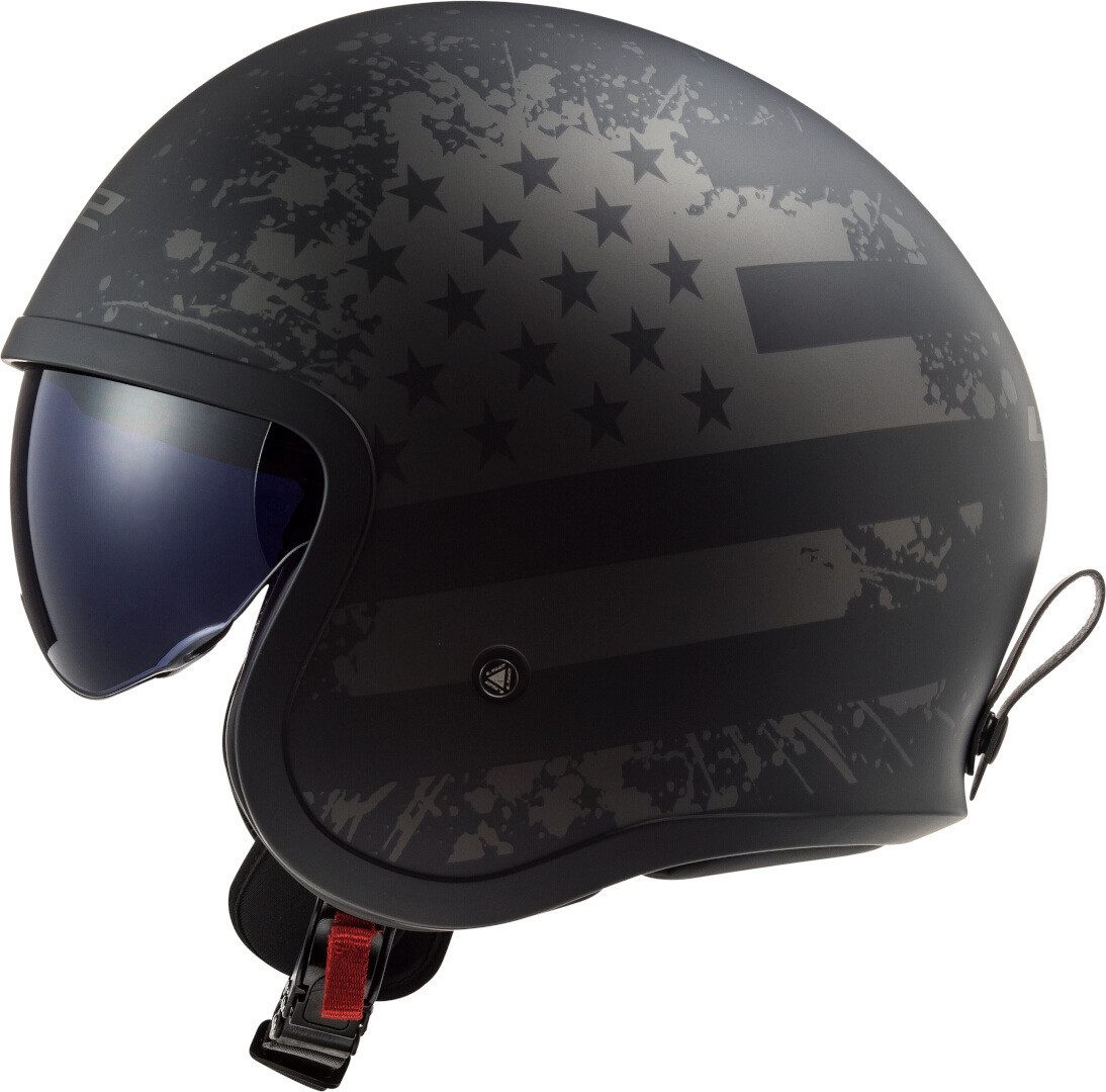 LS2 Motorradhelm OF599 Spitfire II Black Flag Jethelm, integriertes Sonnenvisier