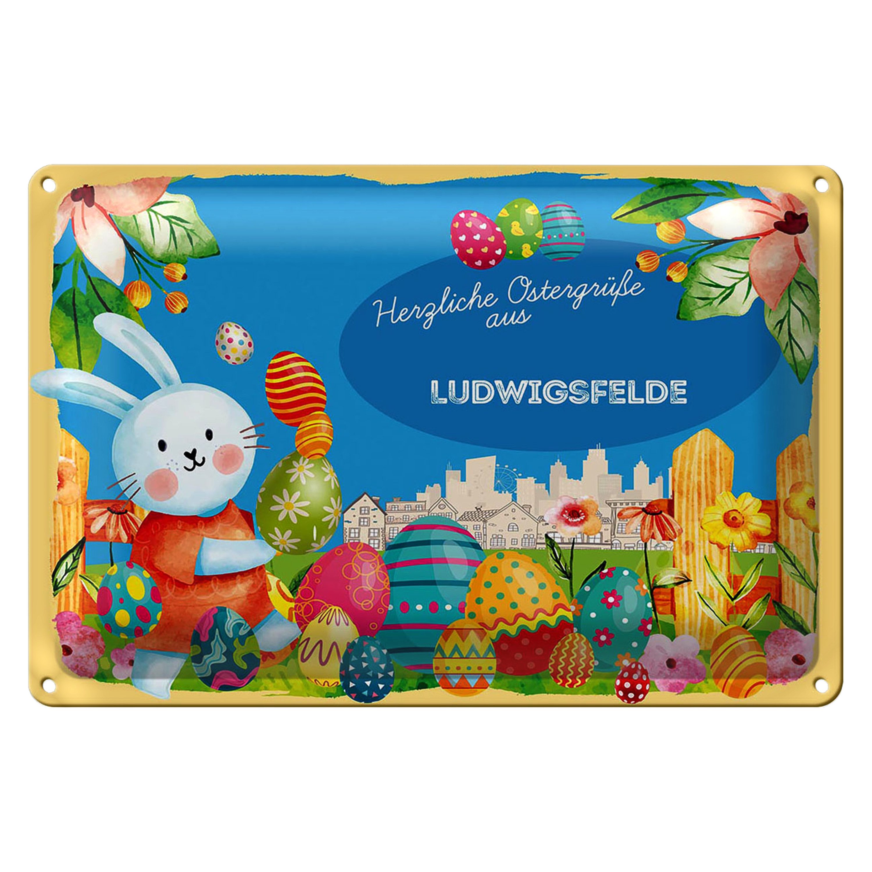 Roomando Metallschild Blechschild Ostern Ostergrüße 30x20cm LUDWIGSFELDE