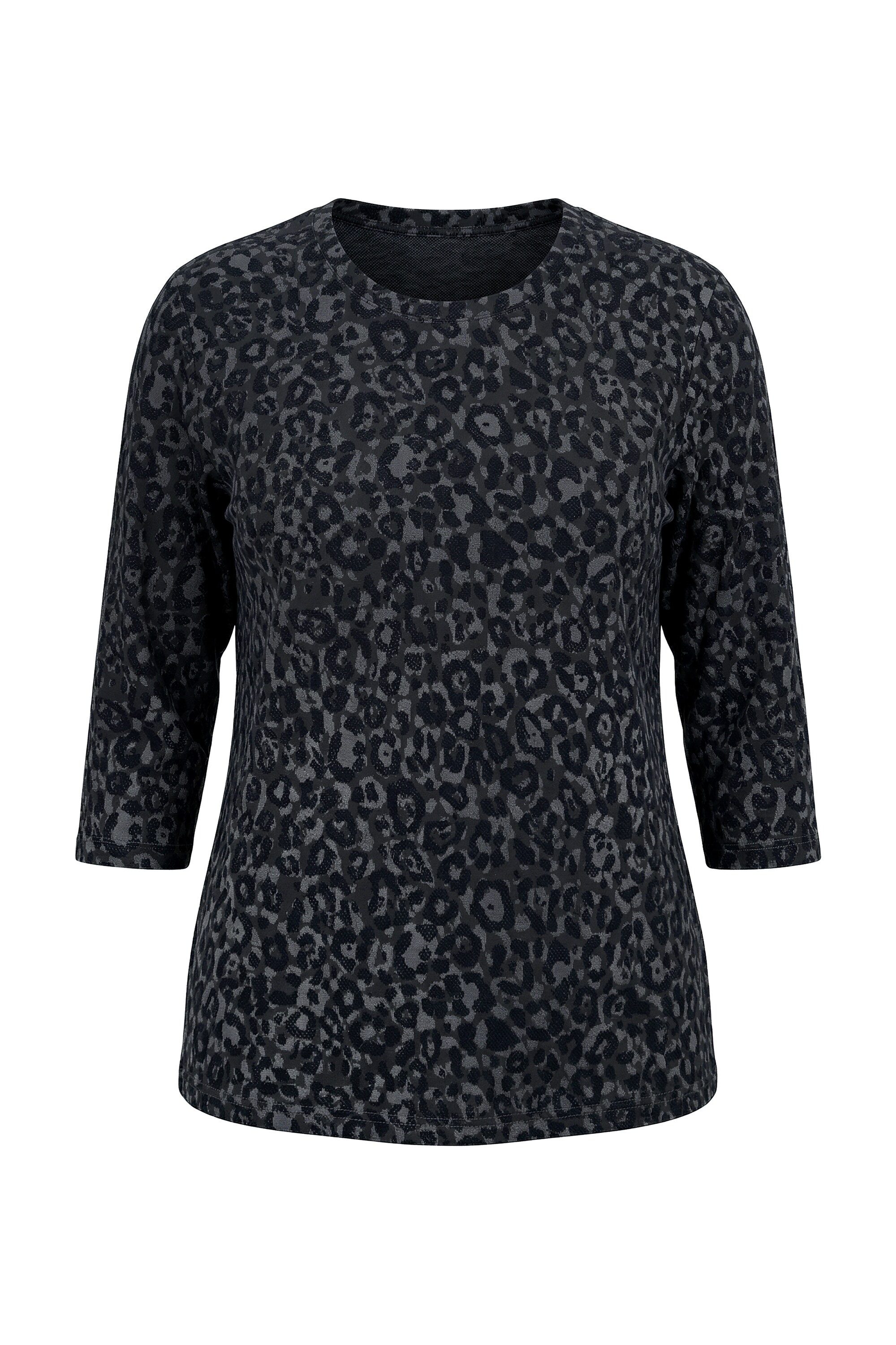 Ulla Popken T-Shirt Shirt Leomuster Rundhalsausschnitt 3/4-Arm – Bild 2 von 4