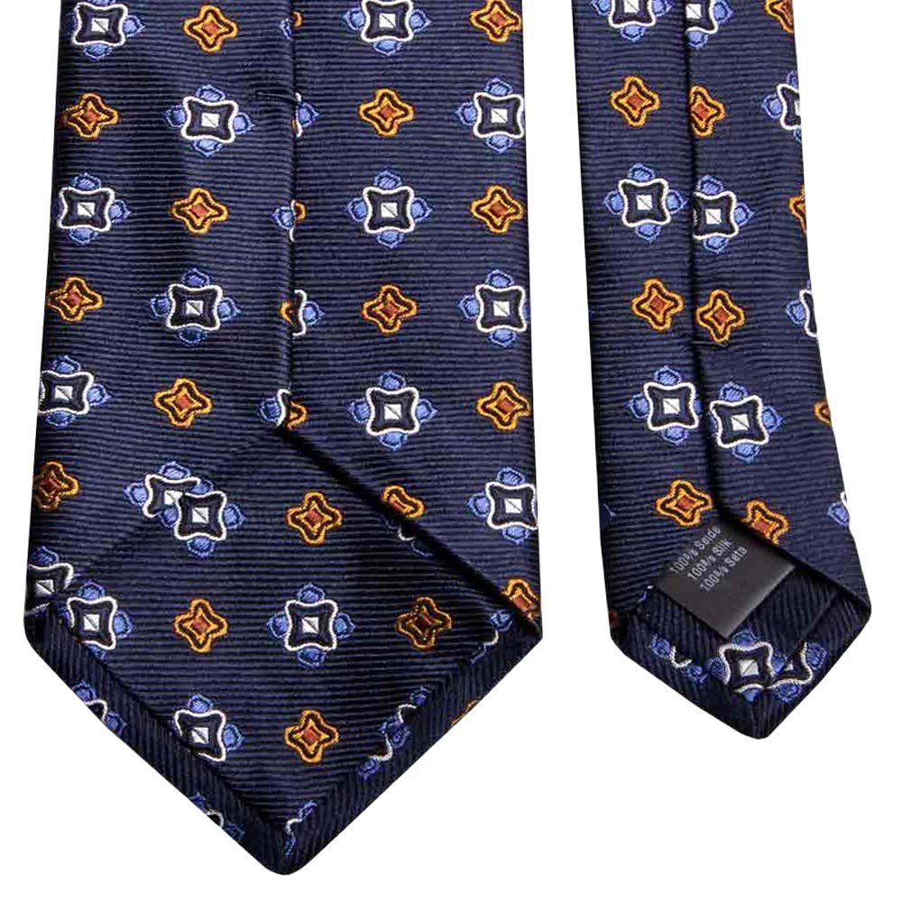 geometrischem BGENTS Krawatte mit Seiden-Jacquard Marineblau Breit Muster (8cm) Krawatte