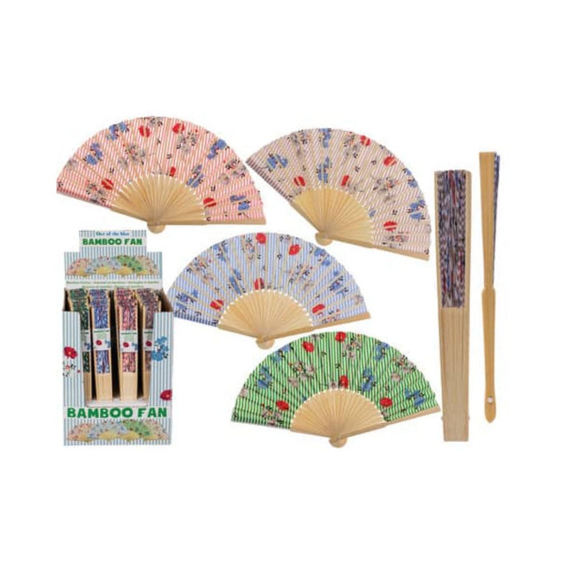 OOTB Spiel OOTB Fächer Bambus 21 cm – 1 von 4 Designs, zufällig