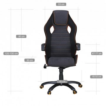 Amstyle Gaming Chair SPM1.258 (Stoff Schwarz Orange, Bürostuhl XXL 120 kg Modern), Schreibtischstuhl Drehbar, Drehstuhl Racing Design