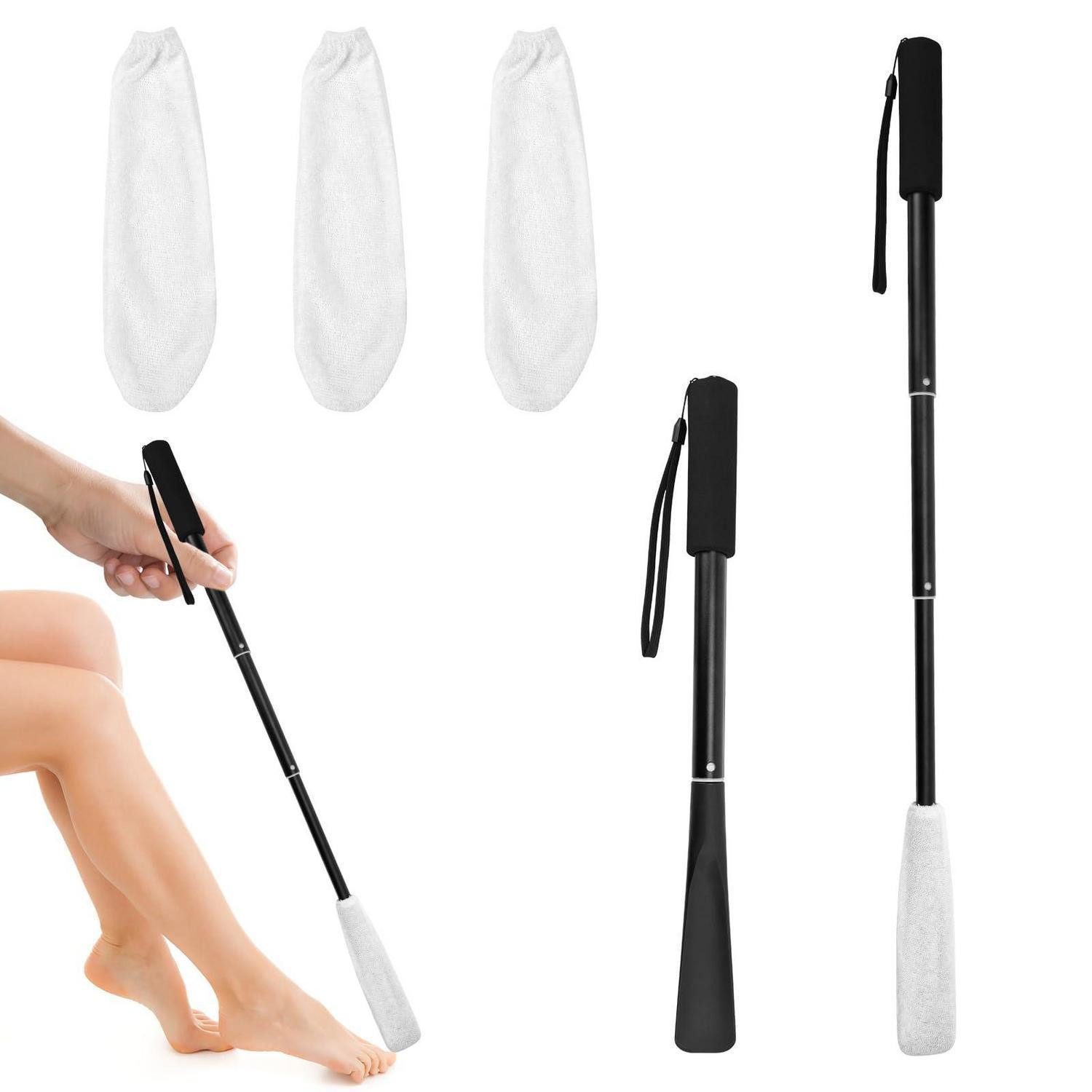 LuxusKollektion Fußbürste Fußwaschbürste mit Stiel & Handtuch