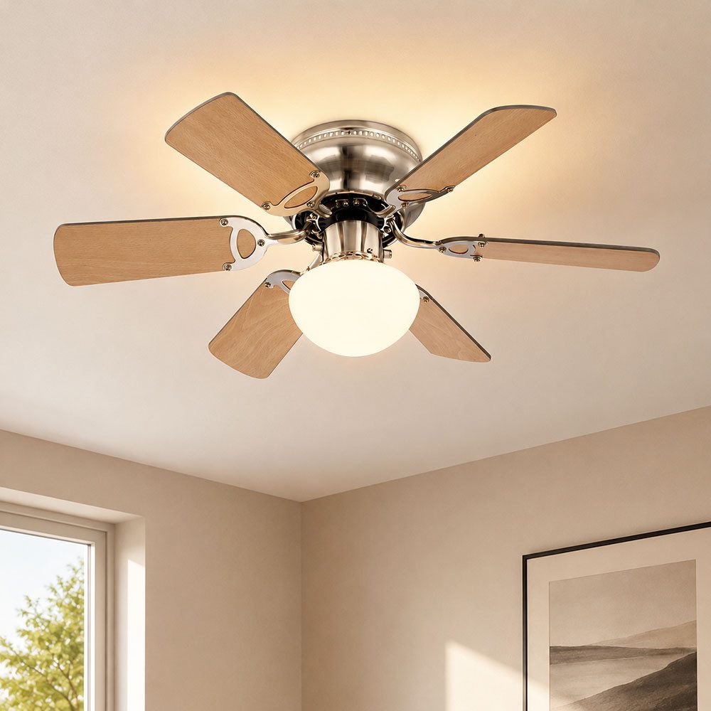 GLOBO LIGHTING Deckenventilator, Deckenventilator mit Beleuchtung und Zugschalter 2 Flügelfarben