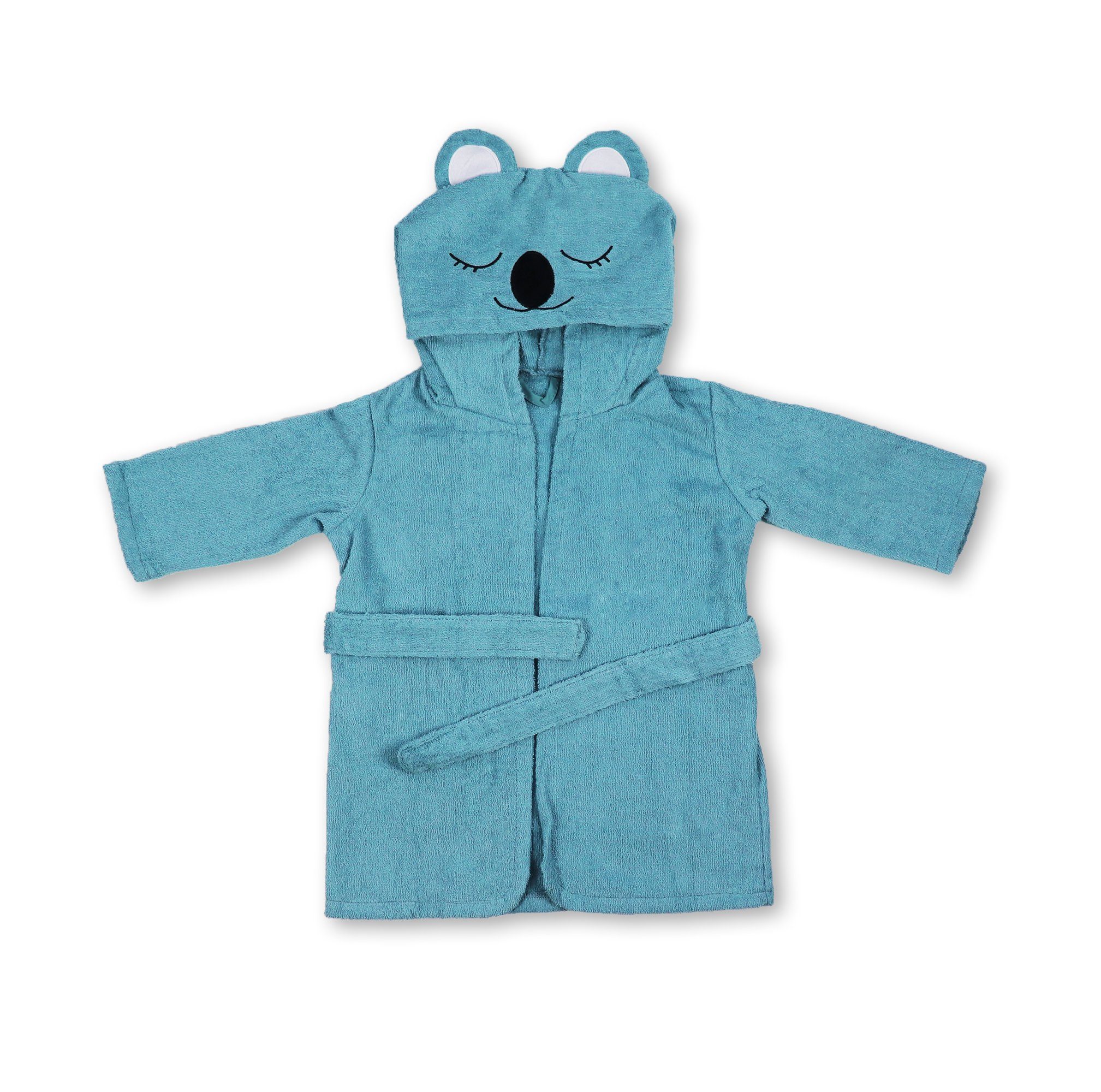 jilda-tex Kinderbademantel Happy, Kapuze, Gürtel, für Kinder im Alter von 2-3 Jahren in verschiedene Designs Grau