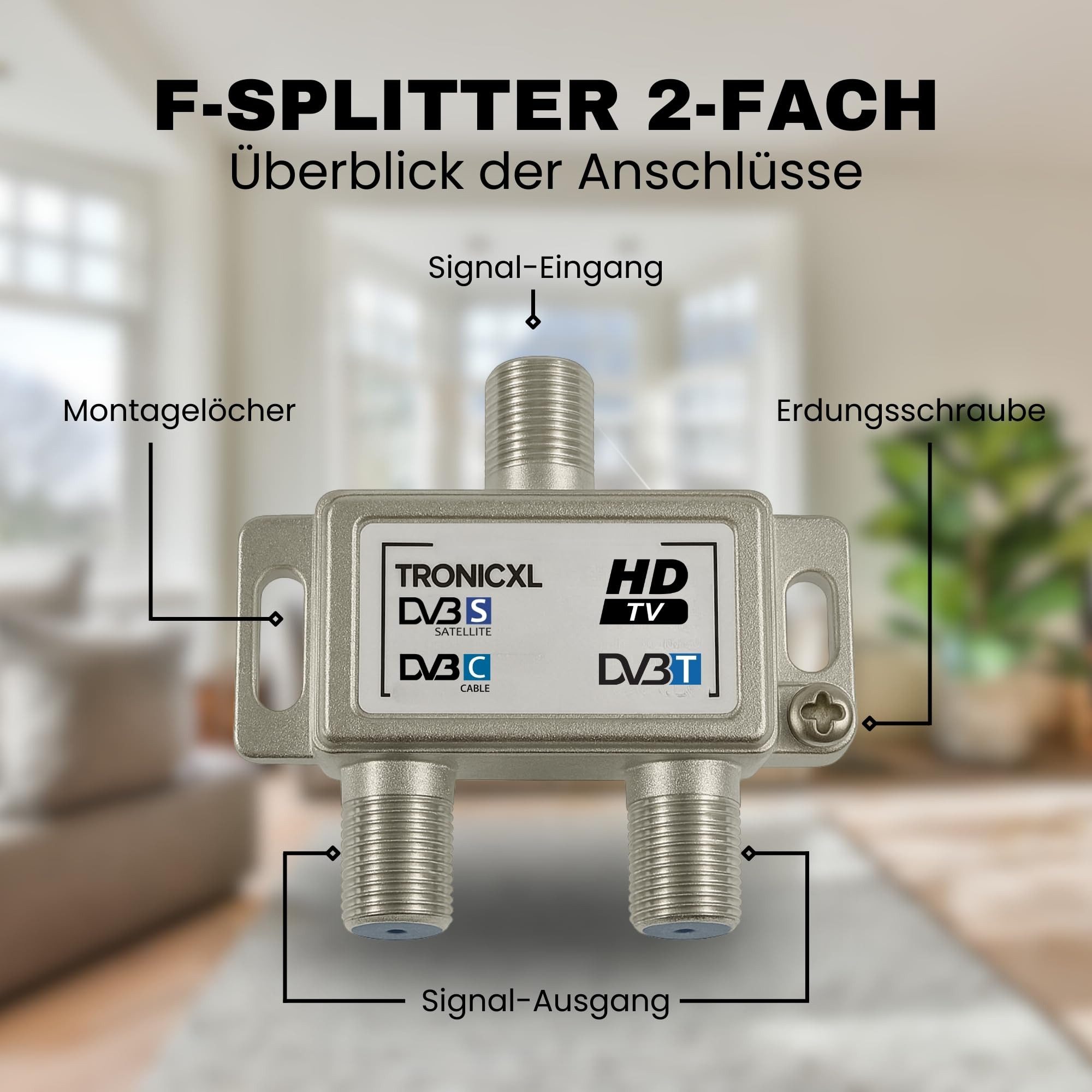 TronicXL SAT-Verteiler Sat Splitter 2-fach Antennen Verteiler Weiche Splitter Kabelfernsehen, F-Kupplungen