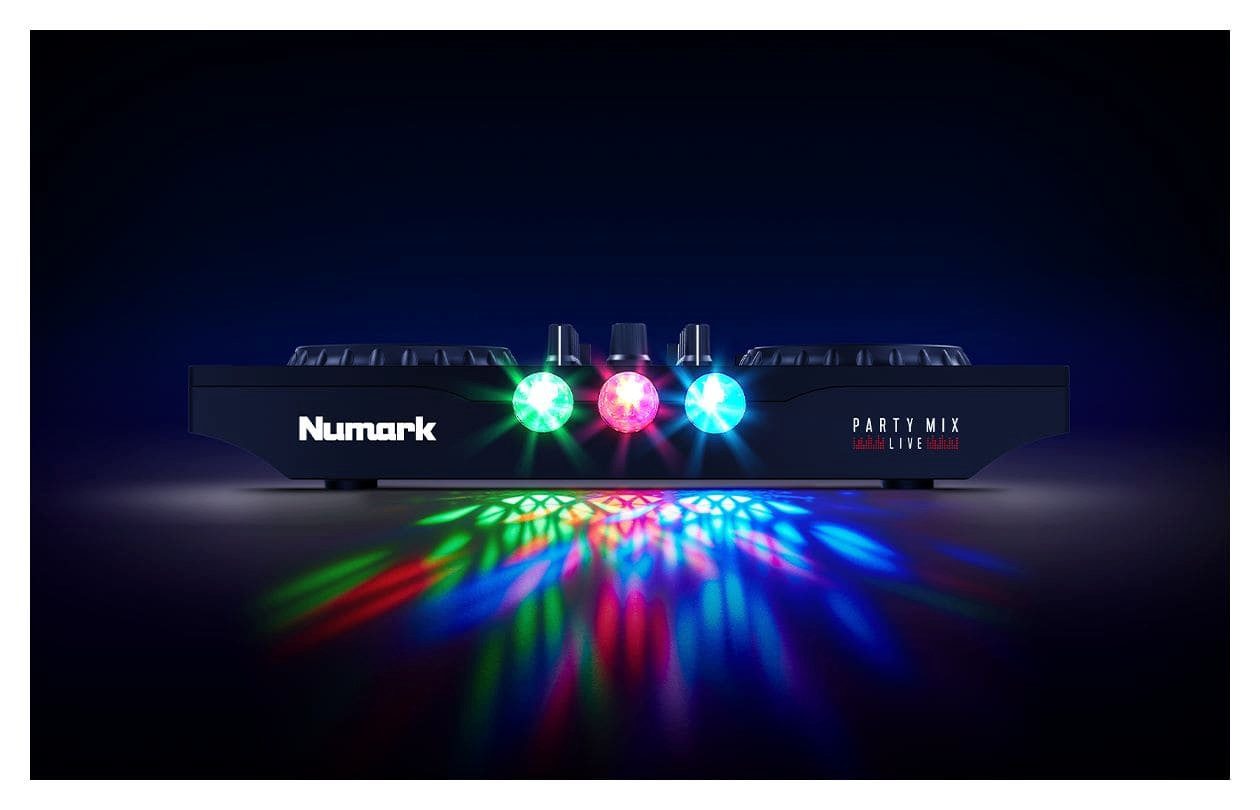 Numark DJ Controller Party Mix Live - mit eingebauter Lightshow und Lautsprechern, mit Pitch-Schieberegler für Tempoanpassungen