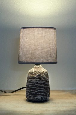 BRUBAKER Tischleuchte Nachttischlampe Steinoptik, Tischlampe, Ohne Leuchtmittel, Keramikfuß, moderne Stein Lampe