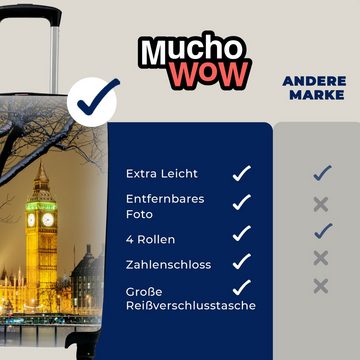 MuchoWow Handgepäckkoffer Winter - Big Ben - London, 4 Rollen, Reisetasche mit rollen, Handgepäck für Ferien, Trolley, Reisekoffer