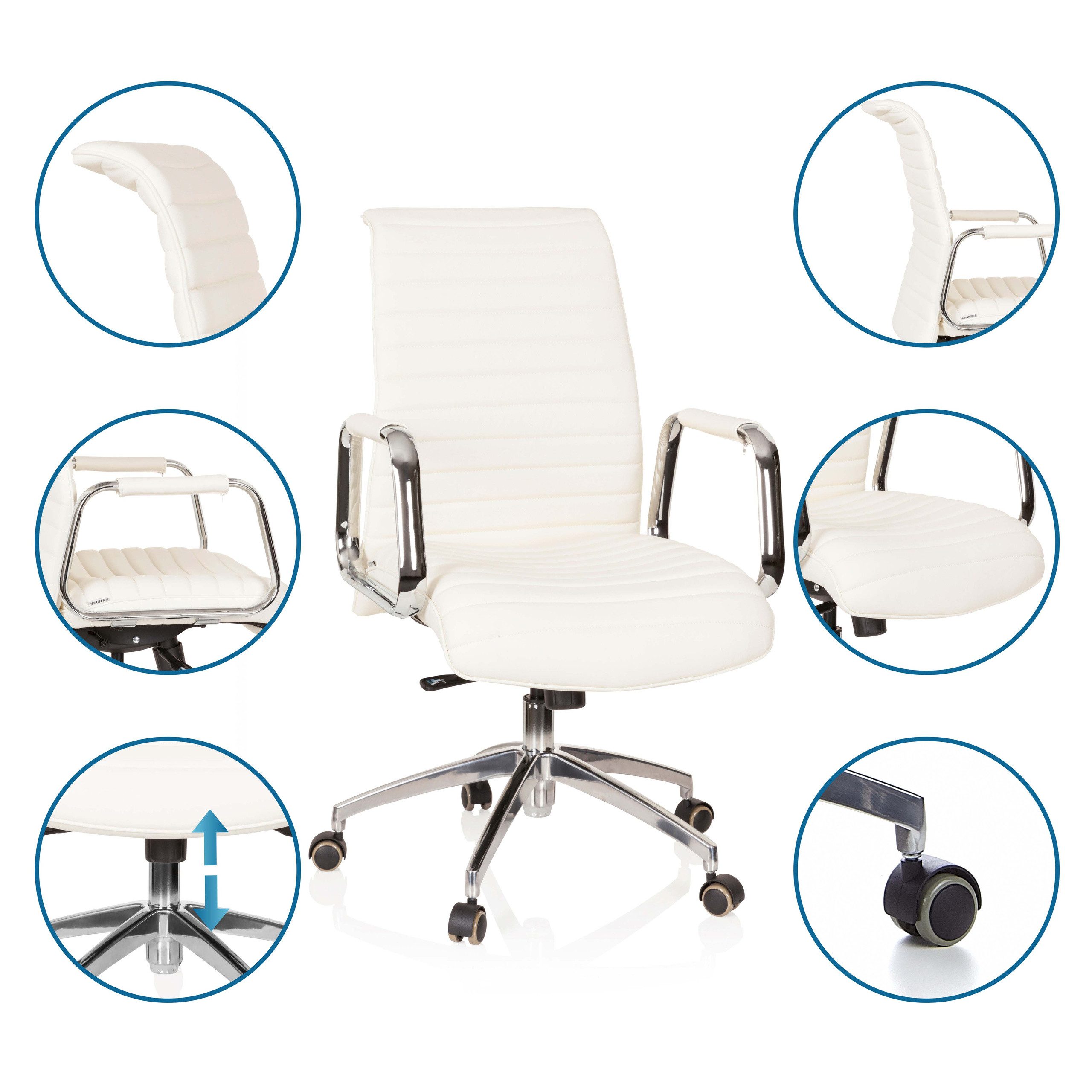 hjh OFFICE Chefsessel Profi Chefsessel ASPERA 10 Leder mit Armlehnen, Drehstuhl Bürostuhl ergonomisch
