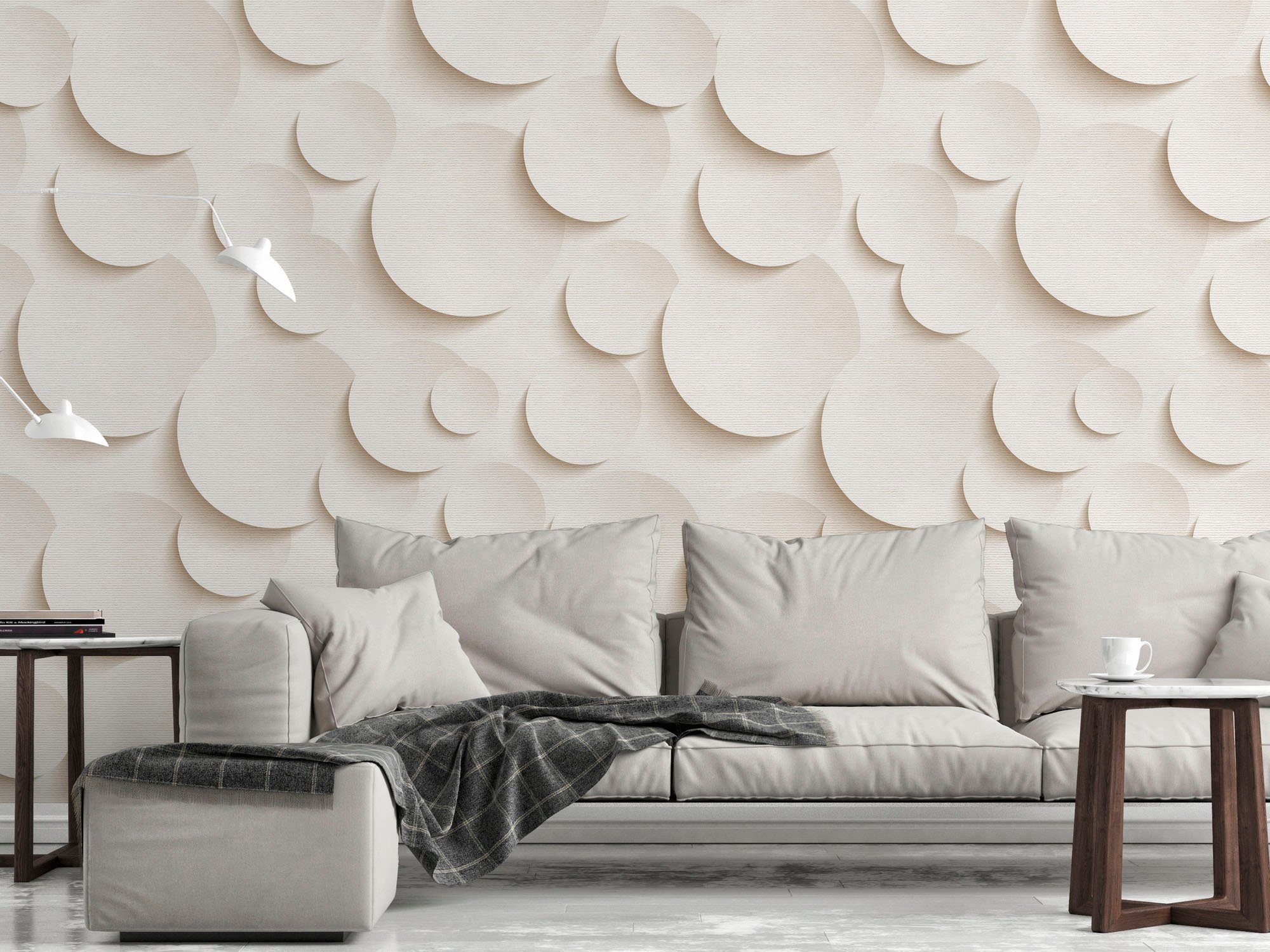 living walls Fototapete The Wall, glatt, 3D-Optik, matt, gemustert, Fototapete Kreise Tapete 3D Tapeten Wohnzimmer Schlafzimmer Design