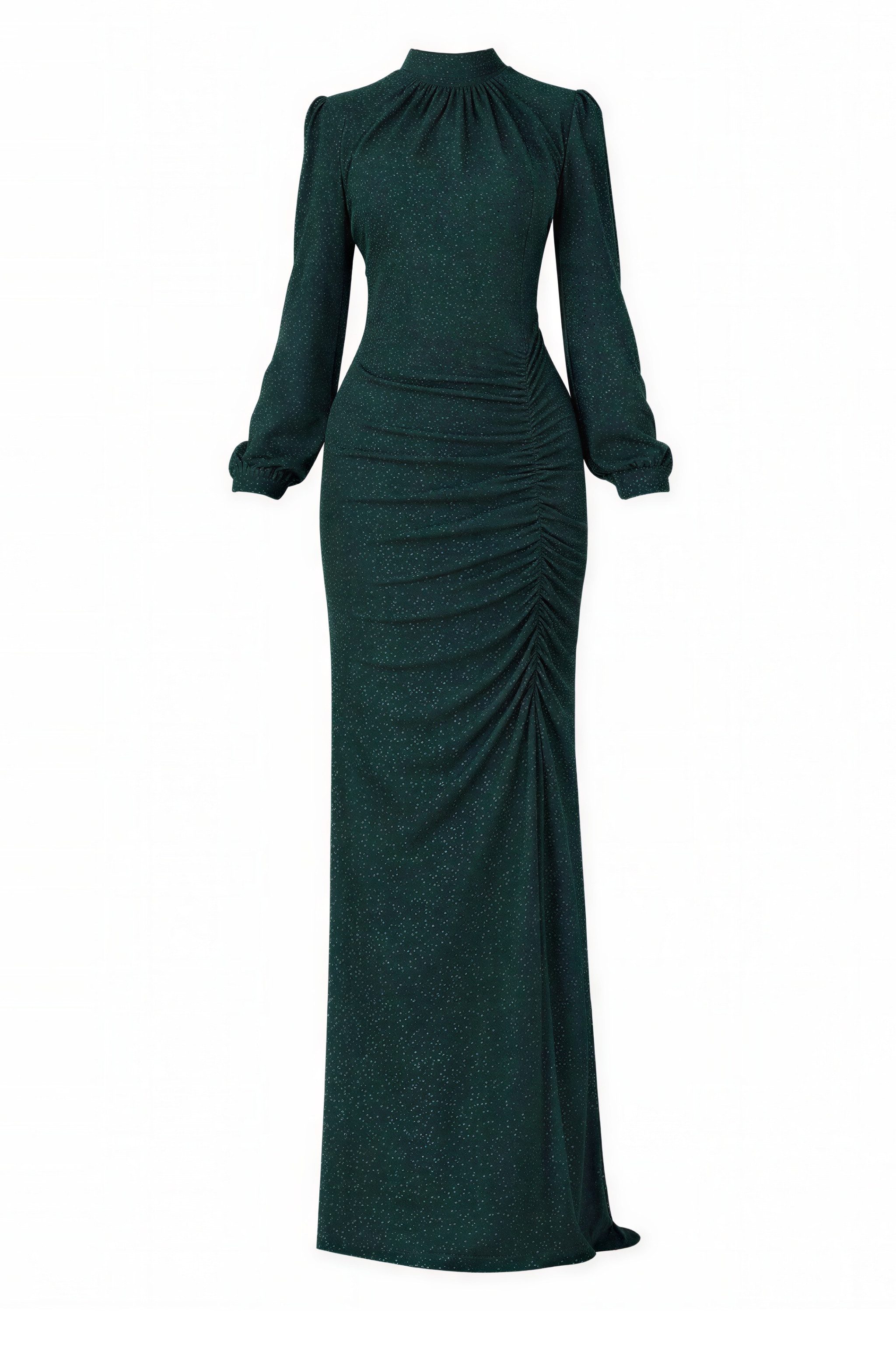 fashionshowcase Abendkleid langärmliges Maxikleid Damen Abaya Kleid - Modest Fashion Abiye mit Kragen, voll bedeckt