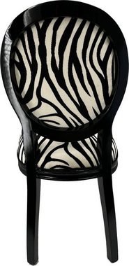 Casa Padrino Esszimmerstuhl Casa Padrino Luxus Barock Esszimmer Stuhl Zebra / Schwarz - Handgefertigter Antik Stil Stuhl mit edlem Samtstoff - Esszimmer Möbel im Barockstil - Barock Möbel - Barock Einrichtung