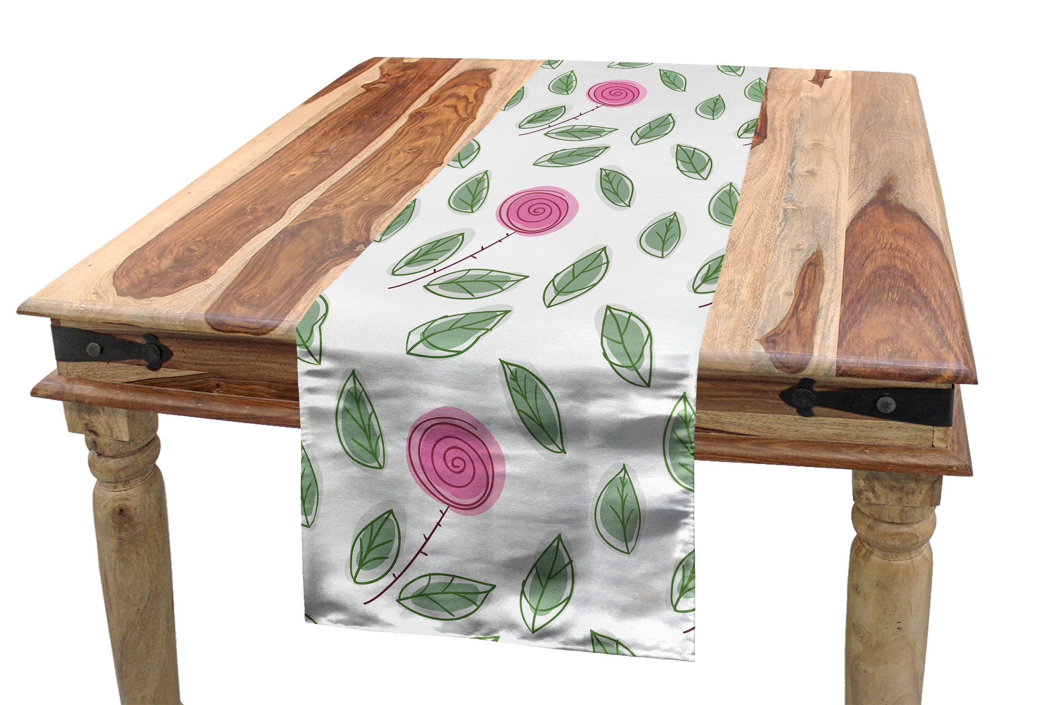 Abakuhaus Tischläufer Esszimmer Küche Rechteckiger Dekorativer Tischläufer, Rose Modern Style rosa Blüten