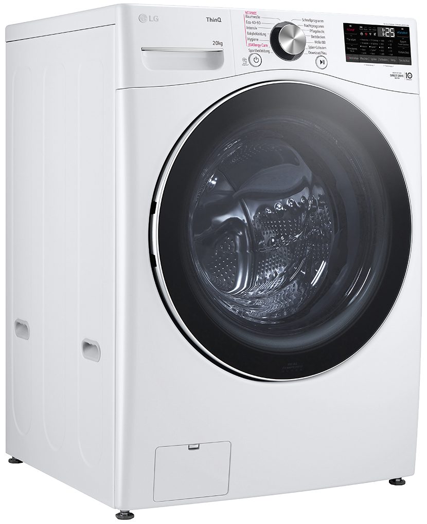 LG Waschmaschine Big Capacity Weiß F0WVT202, 20 kg, 1000 U/min, TurboWash, AquaControl, Touchdisplay, Wäsche nachlegen, ThinQ® App