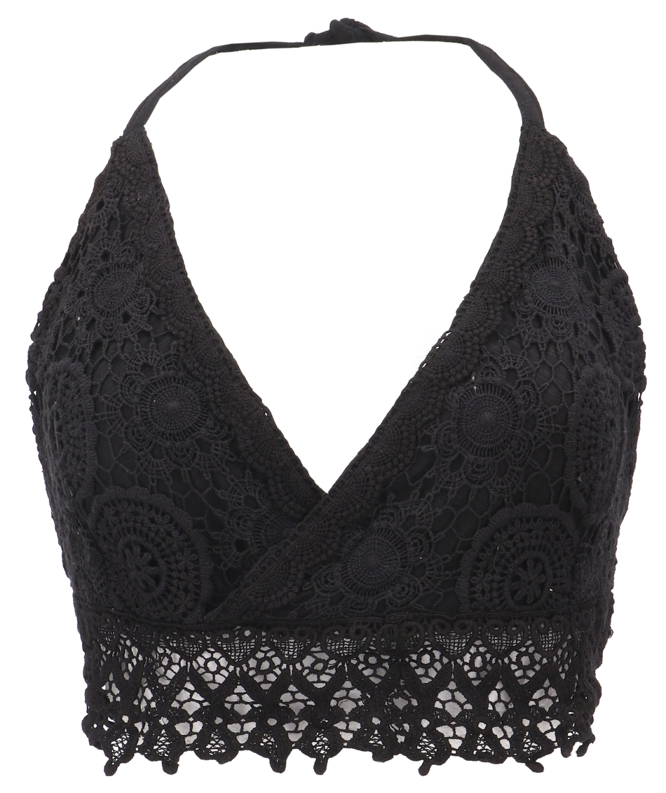 Guru-Shop T-Shirt Goa Top, Psytrance Neckholder Bra Top mit.. Festival, Ethno Style, alternative Bekleidung