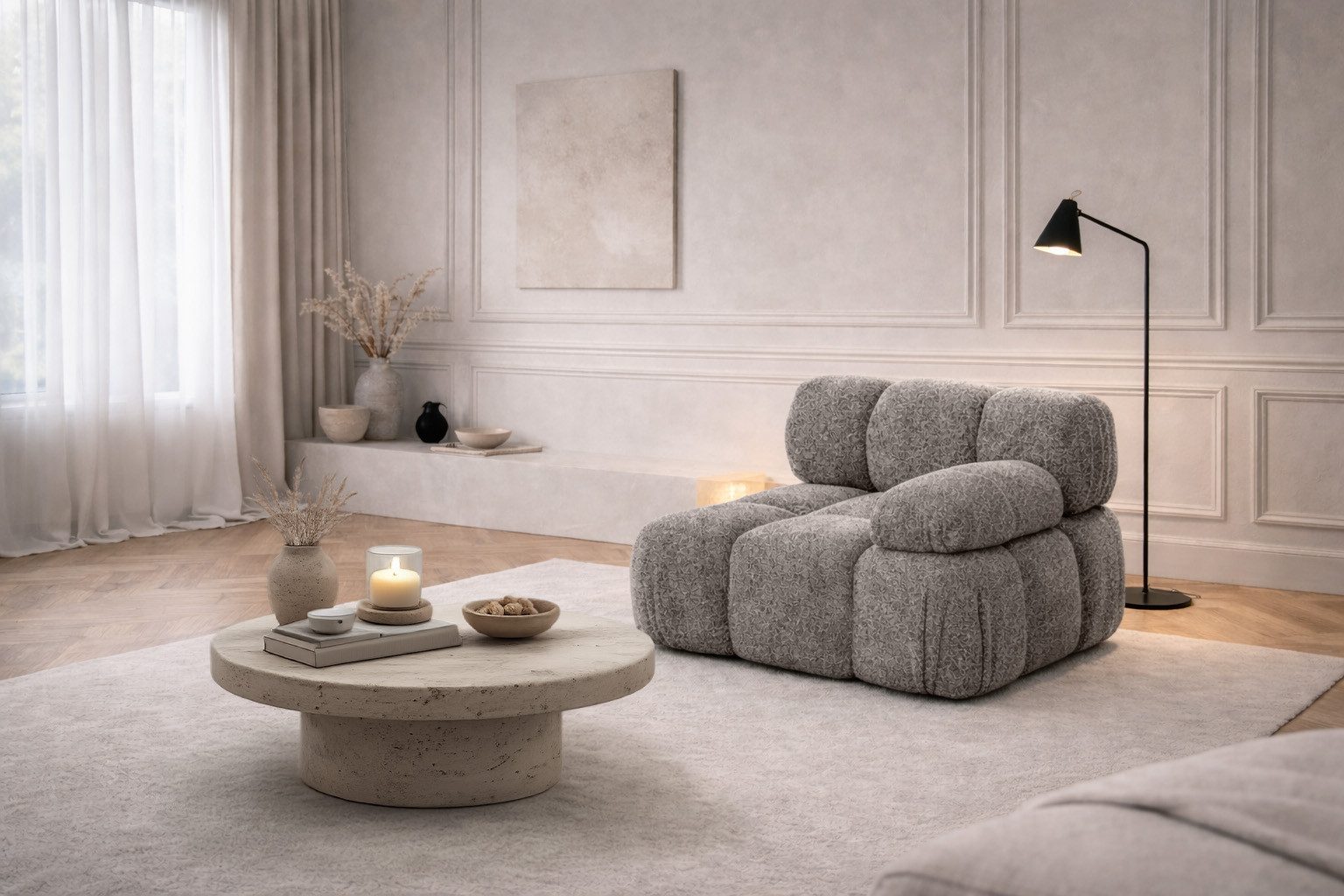 Kaiser Möbel Sofaelement Modul seitlich links / rechts, modulares System, Stoff Abriamo,SELIA (Einzelelement), modulares System, Wellenfederung