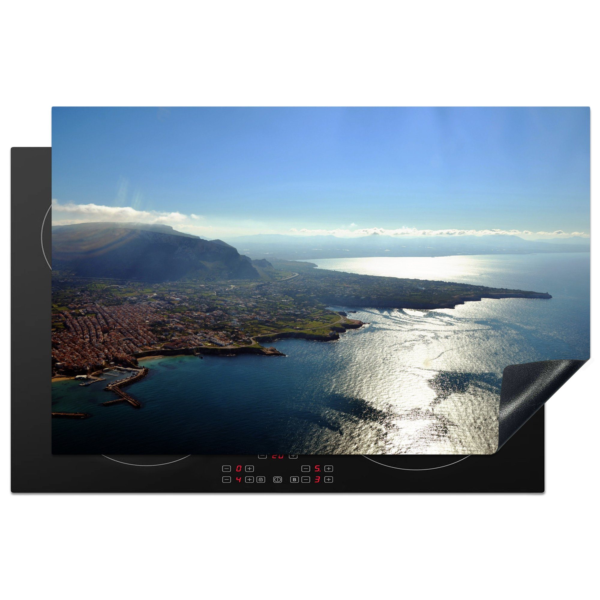 MuchoWow Herdblende-/Abdeckplatte Palermo - Sonne - Sizilien, Vinyl, (1 tlg), 81x52 cm, Induktionskochfeld Schutz für die küche, Ceranfeldabdeckung