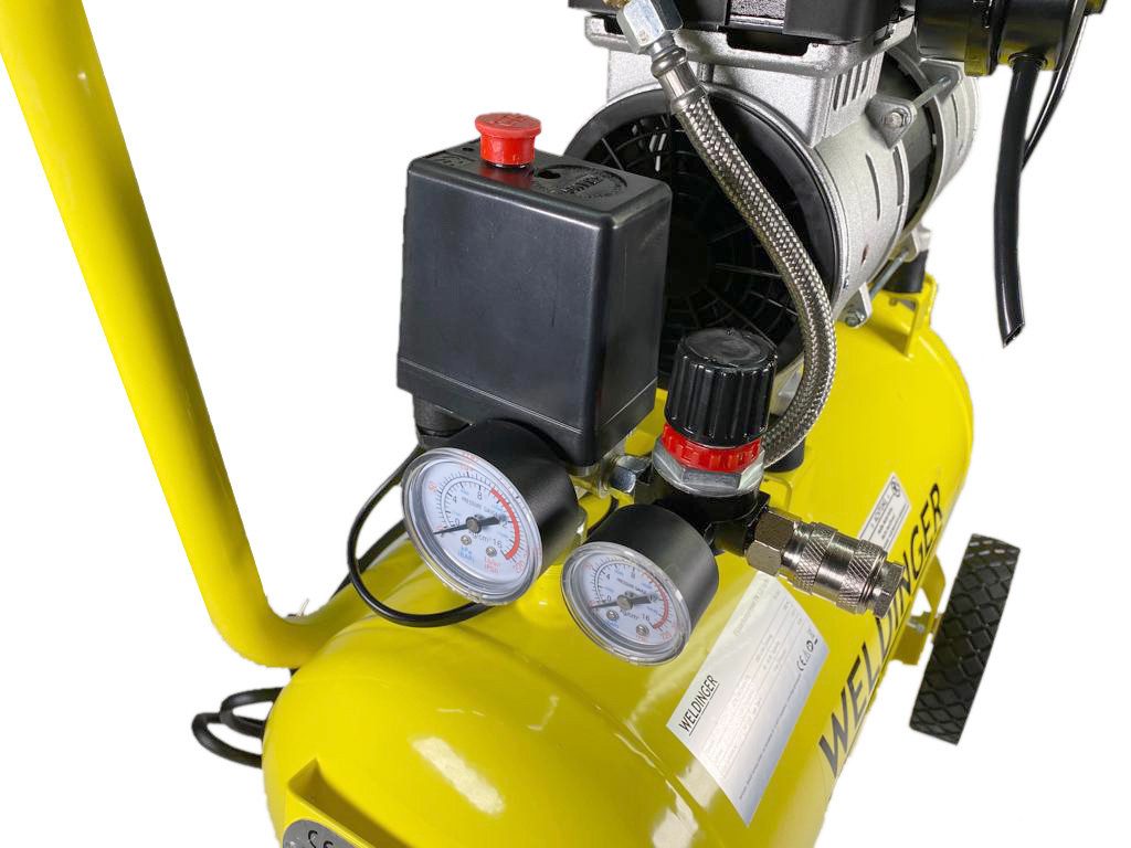 WELDINGER Kompressor Flüsterkompressor FK 120 turbo 1500 W 2800 U/min 150 l/min (4 bar), 1500 W, max. 9 bar, 24 l, Flüsterlautstärke von nur 69dB