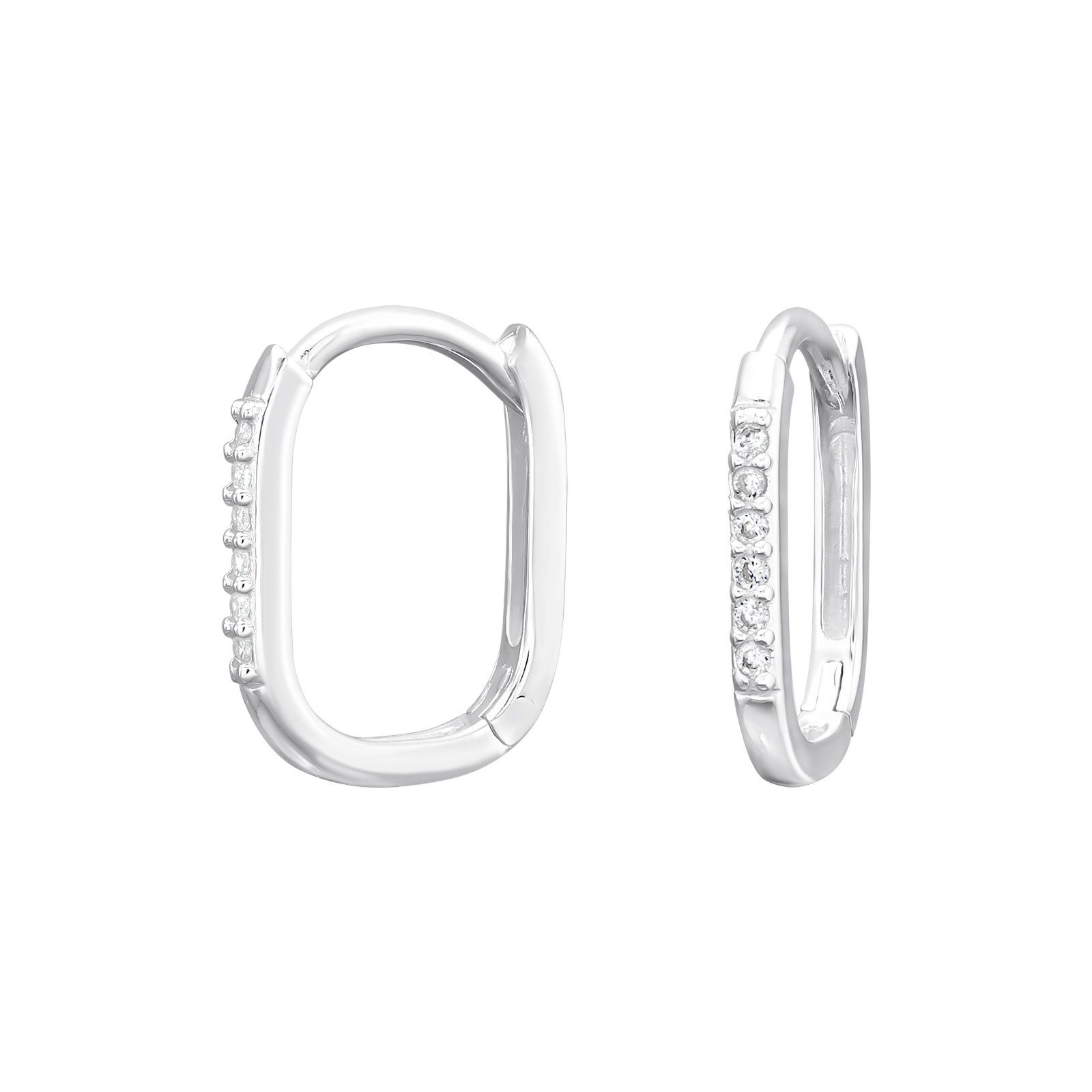 ALEXANDER YORK Paar Creolen HUGGIES oval mit Zirkonia, 2-tlg., 925 Sterling Silber