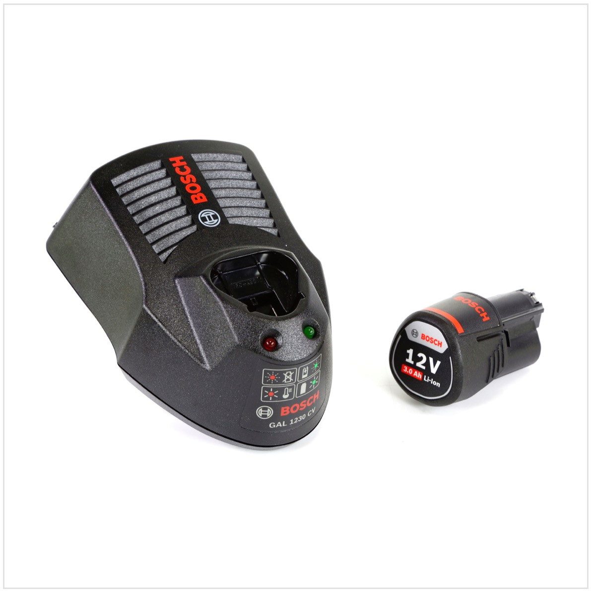Bosch Professional Starter-Set 12 V mit 1x GBA 12 V 3,0 Ah Akku und GAL 1230 CV Ladegerät Akkupacks