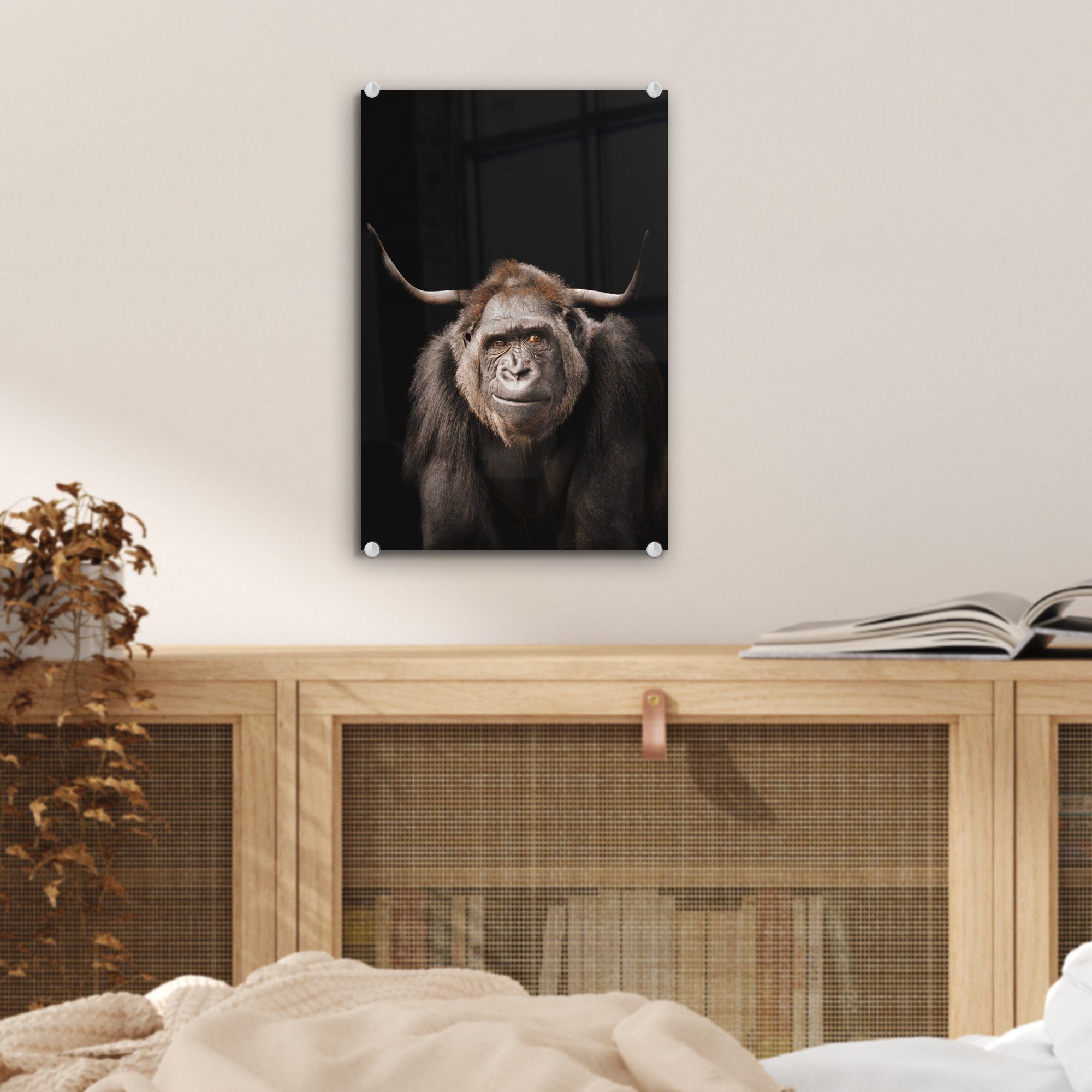 auf Bilder auf - St), Wanddekoration - Wandbild Acrylglasbild (1 Tier, Schwarz Glas - Glasbilder MuchoWow - Gorilla Glas Foto -