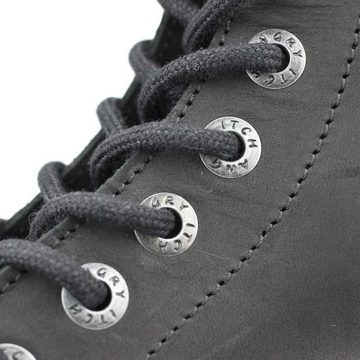 ANGRY ITCH Angry Itch 08-Loch Leder Stiefel Vintage Schwarz Größe 36 Schnürstiefel aus echtem Leder, mit Stahlkappe