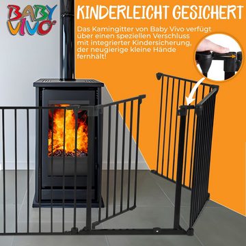Baby Vivo Universalschutzgitter Kaminschutzgitter / Absperrgitter 5+1 mit Tür in Schwarz - PREMIUM