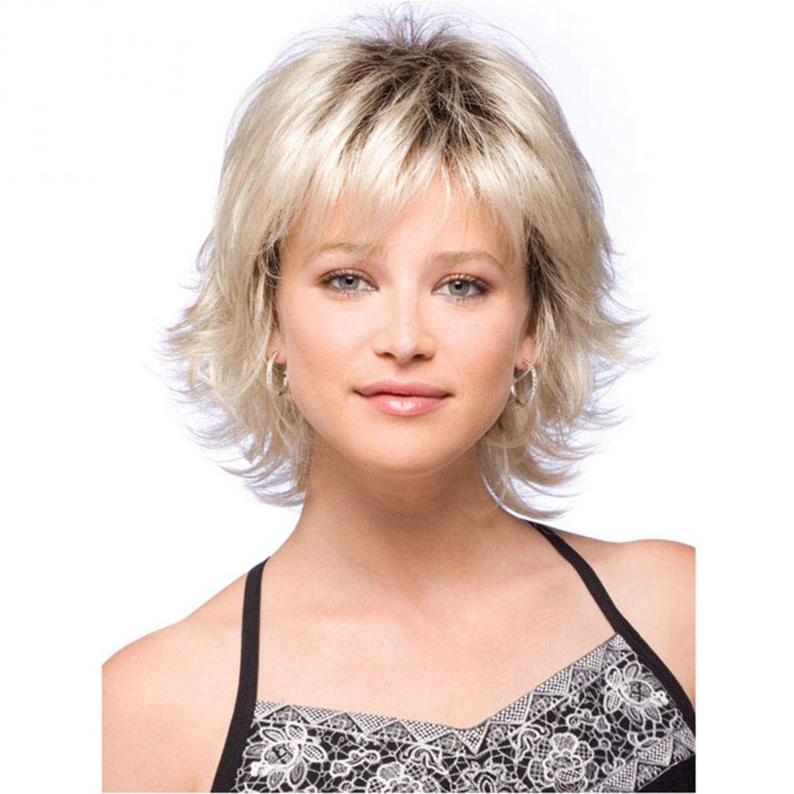 Aatrx Kunsthaarperücke Stilvolle Blondton-Styling-Perücke mit kurzem lockigem Haar für Damen