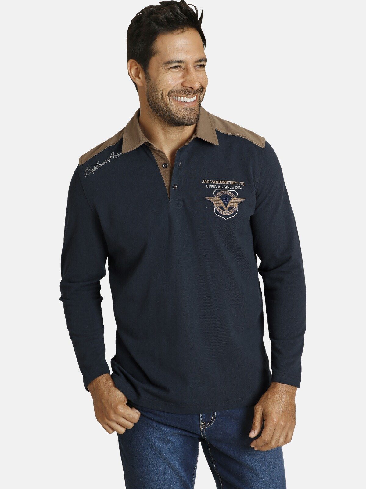 Jan Vanderstorm Sweatshirt BALDREK mit Kragen in Kontrastfarbe günstig online kaufen