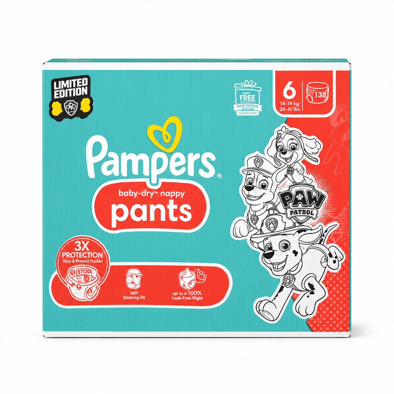 Pampers Windeln Pampers Baby-Dry Pants Paw Patrol Edition Größe 6 138 Windeln 13-19kg