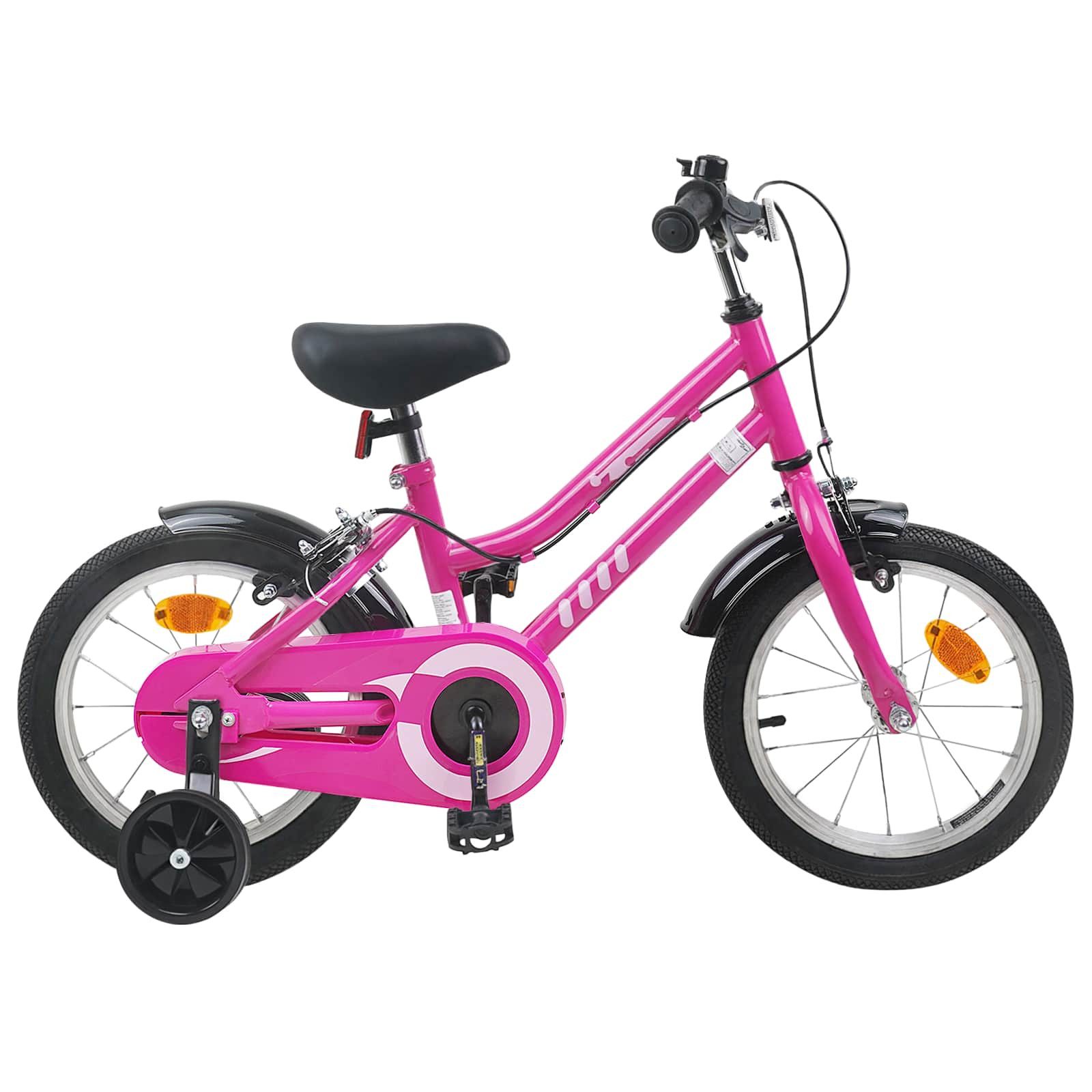 vidaXL Kinderfahrrad 112,5 x 51 x 75 cm Kinderfahrrad 16 Zoll für 4-6 Jahre alt Pink Schwar