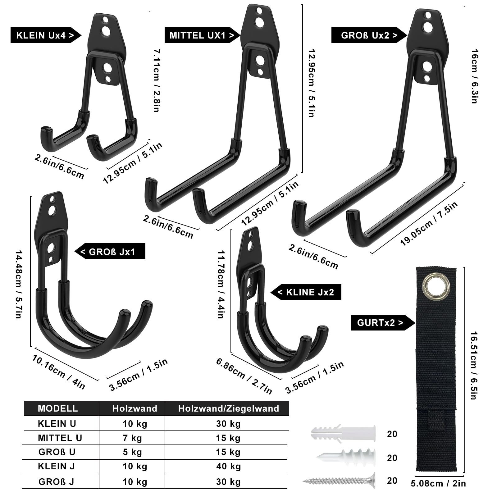 SURFOU Wandhaken Fahrrad Wandhalterung 12er Set Wandhaken Garage Haken – Do günstig online kaufen