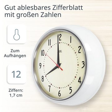 ADE Wanduhr Große Anzeige, leicht ablesbar (analoge Uhr mit leisem Quarzuhrwerk und Metallrahmen)