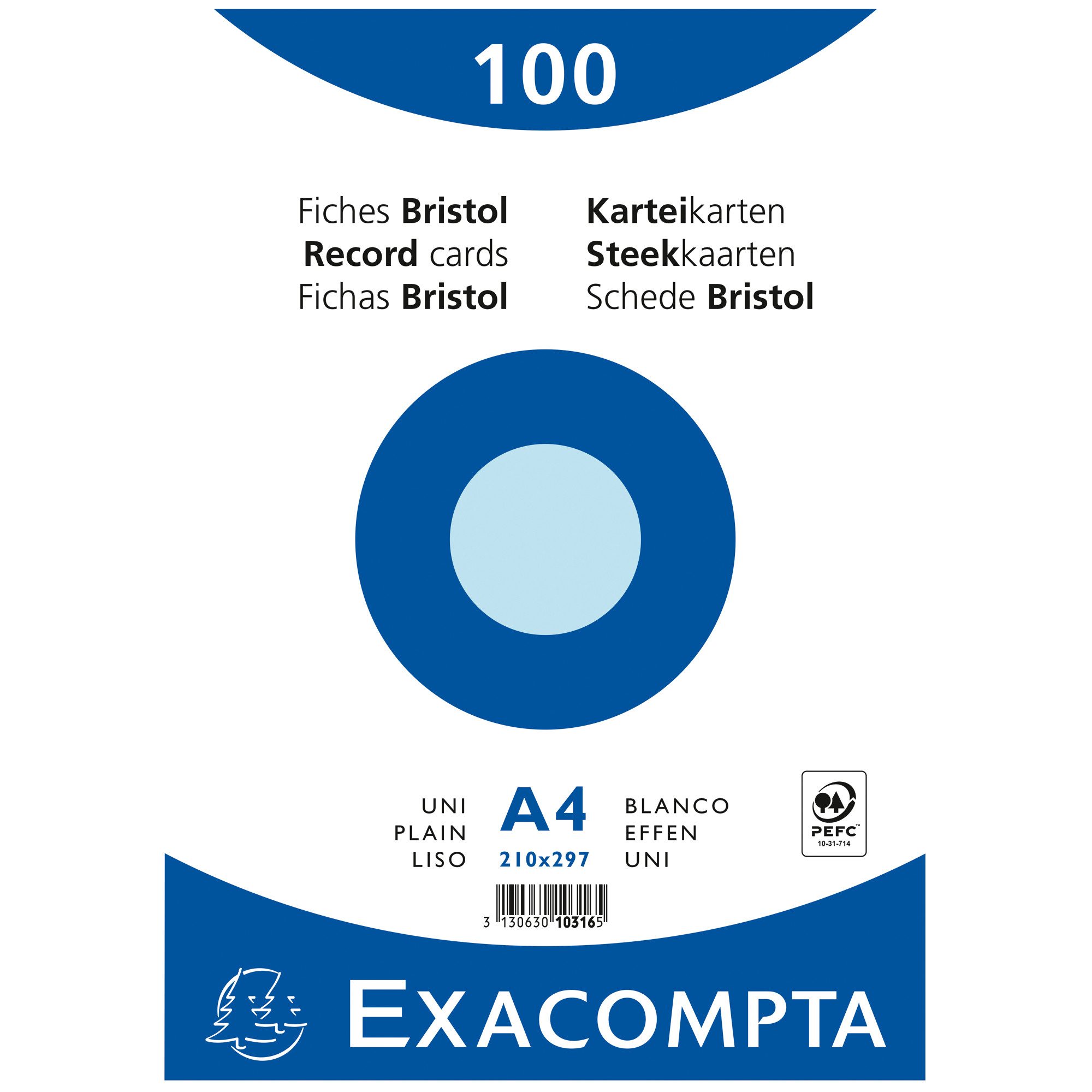 Karteikarten Karteikarte 10316E DIN A4 blanko blau 100 Stück