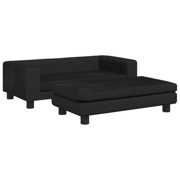 vidaXL Kindersofa Kindersofa mit Hocker Schwarz 100x50x30 cm Samt Kindercouch Kindermöbe