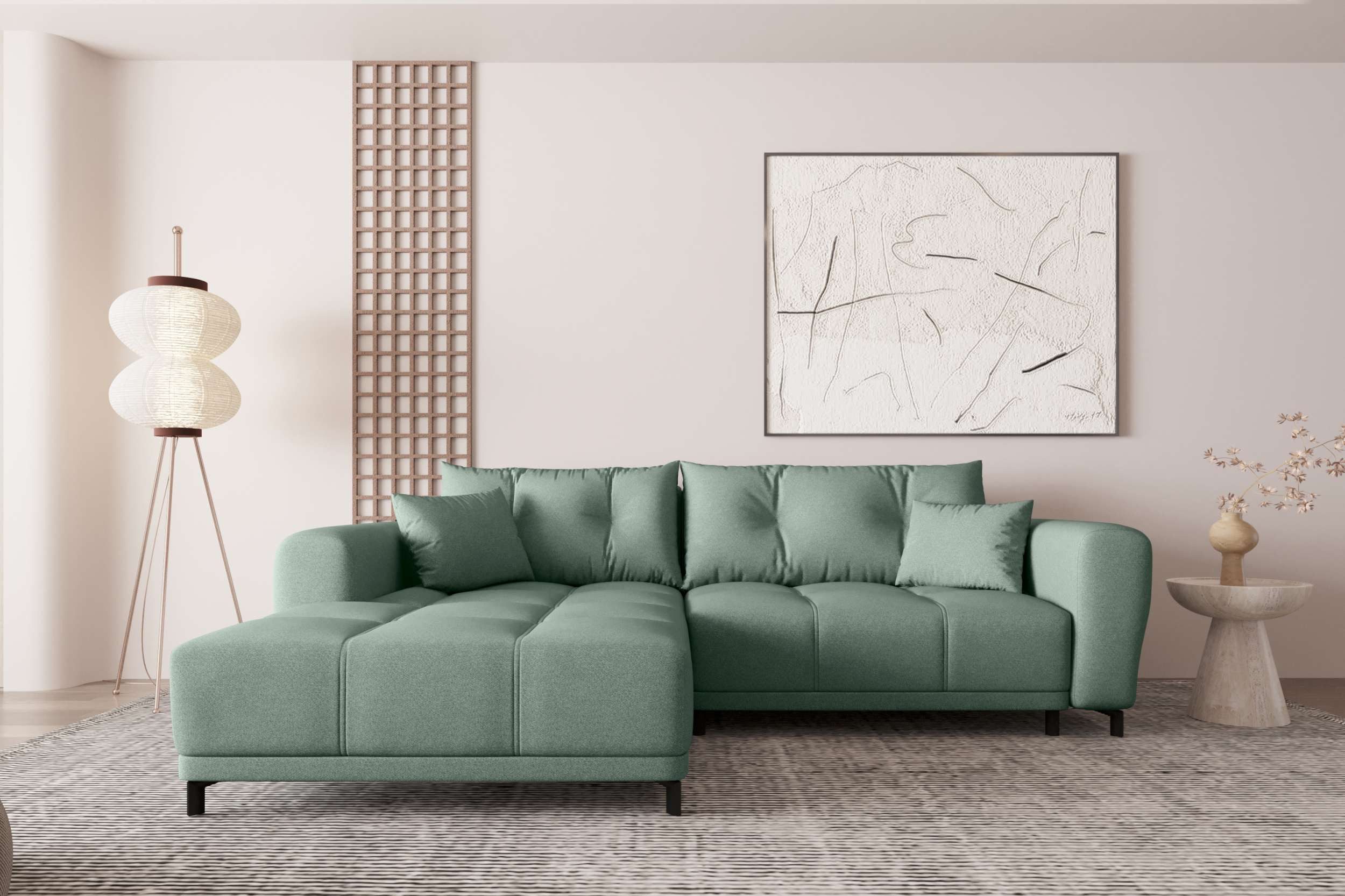 99rooms Ecksofa Massimo, Sofa L-Form, Eckcouch, mit Schlaffunktion,Rundumbezug, in Strukturstoff NEVE